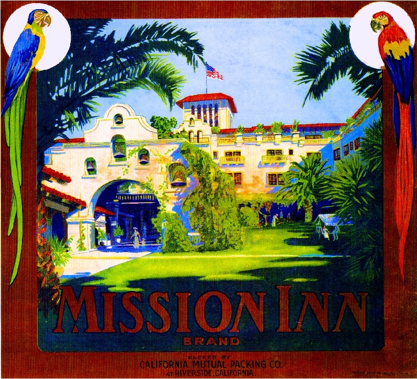 Riverside California The Mission Inn Orange Citrus Fruit Crate Label Art Print