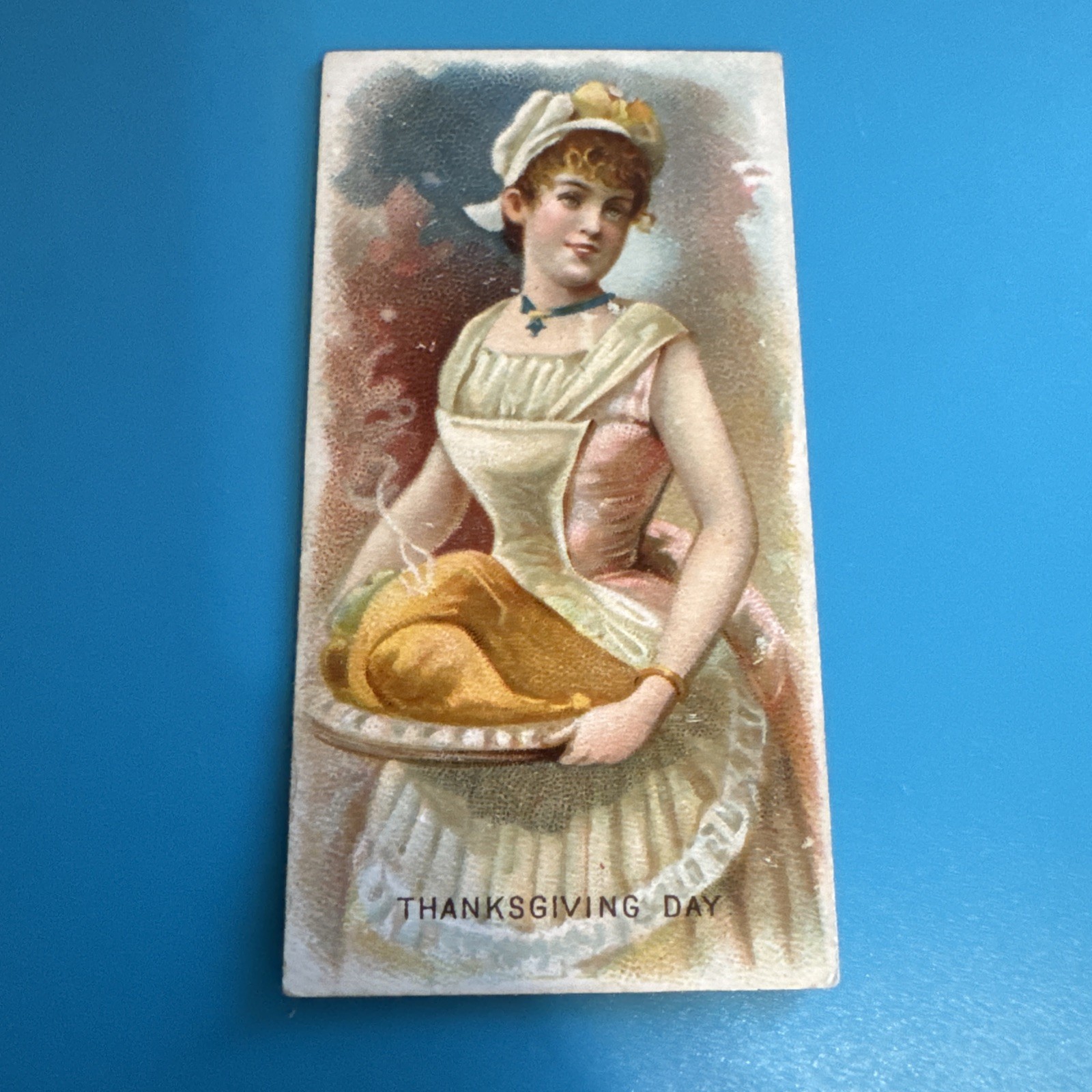 c1880s N80 Duke Cigarettes Tobacco Card - Holidays Series - Thanksgiving Day USA