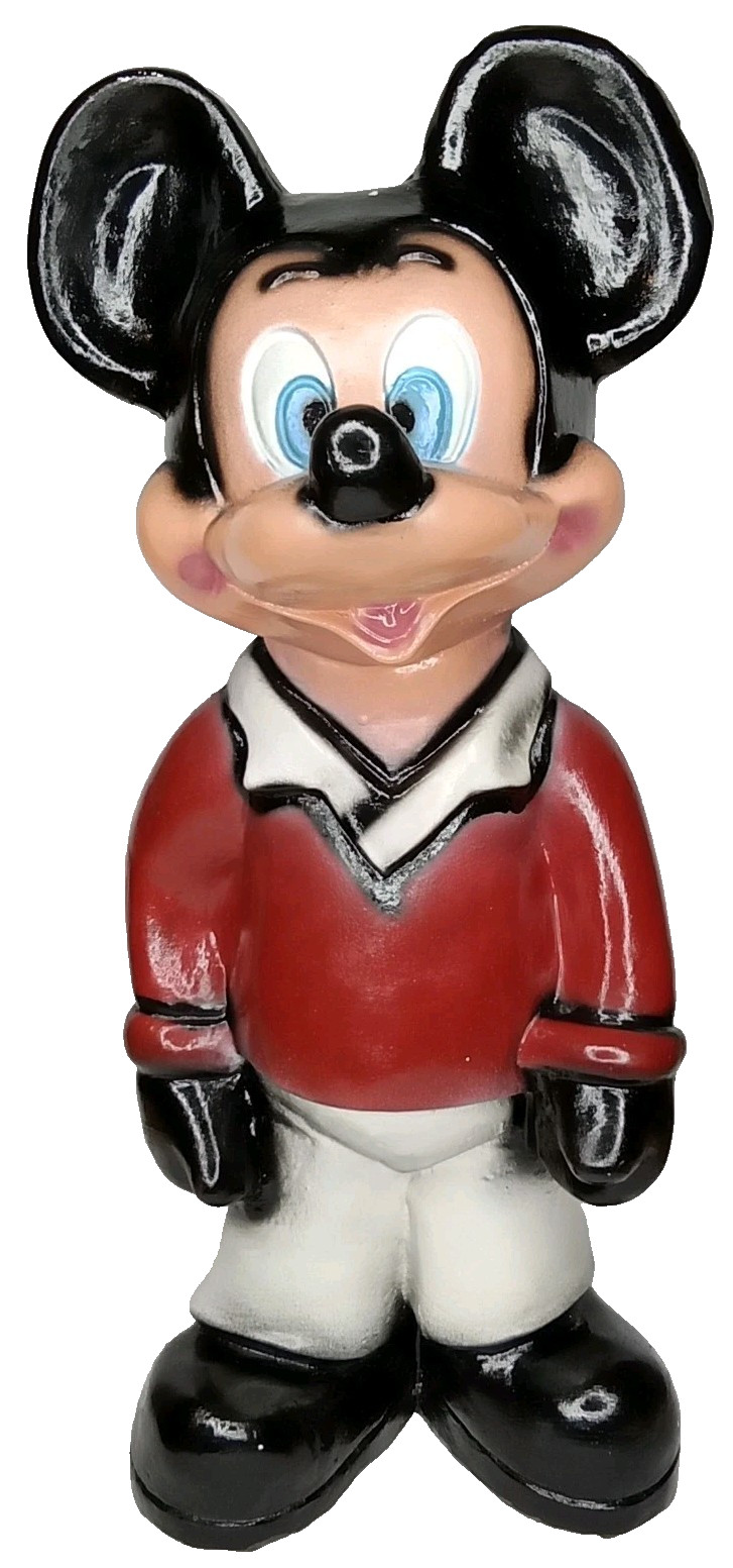 Antique 1940s Mickey Mouse Coin Bank Hand Painted Carnival Chalkware