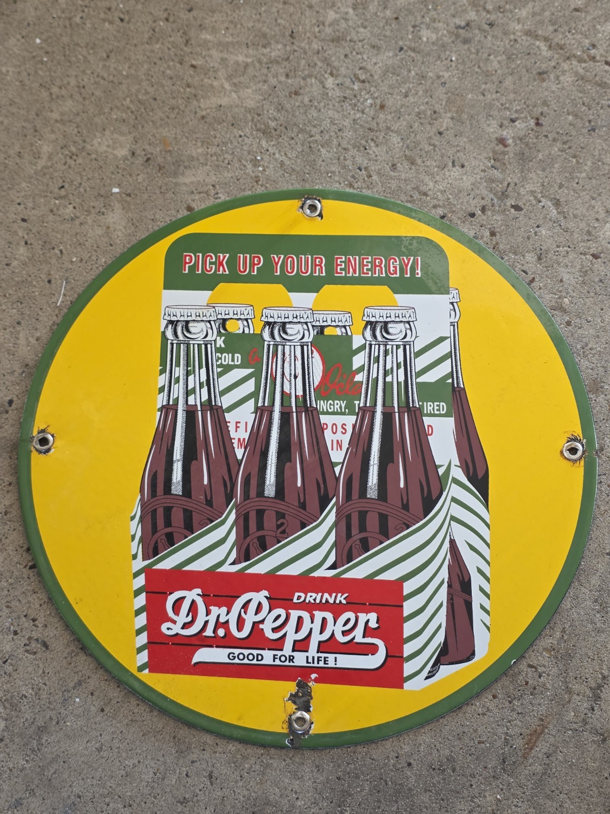 VINTAGE DR.PEPPER PORCELAIN SIGN GAS,OIL STATION PUMP PLATE COCA COLA 12