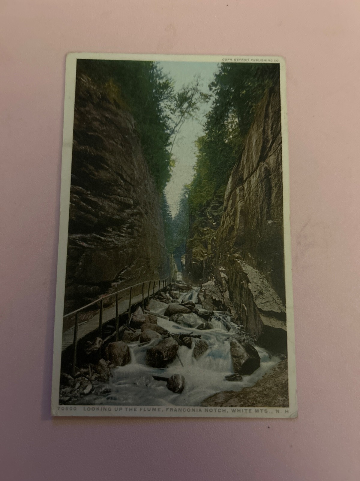 1910 looking up the flume, Franconia notch, white Mts NH