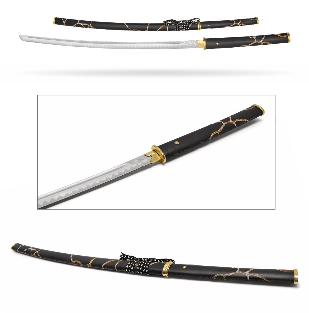 Gilded Night Katana Sword Japanese Samurai Shirasaya Style Stainless Steel