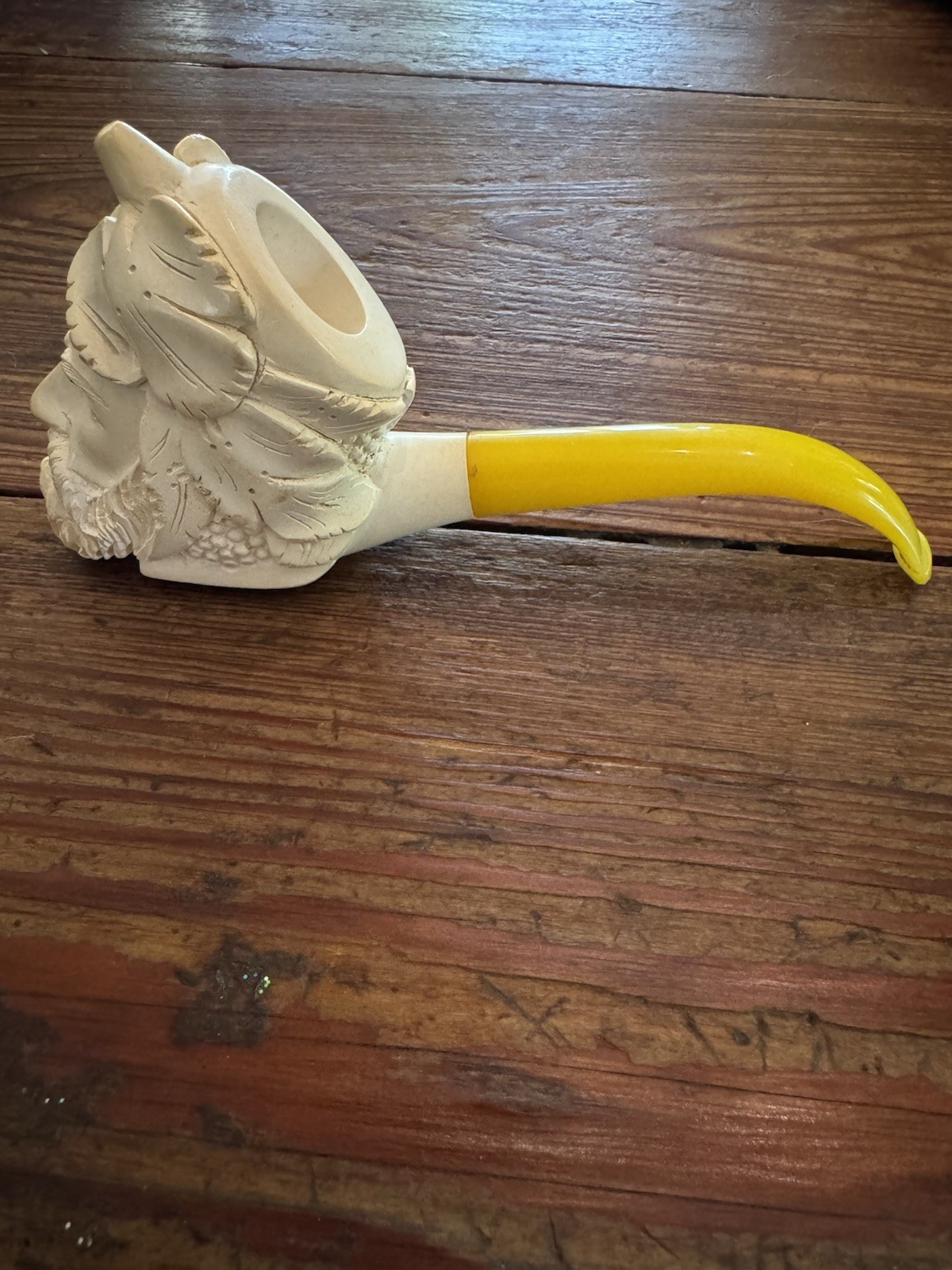 Antique Tengri Turkish Block Meerschaum Pipe Hand Carved Sultan Floral Turban
