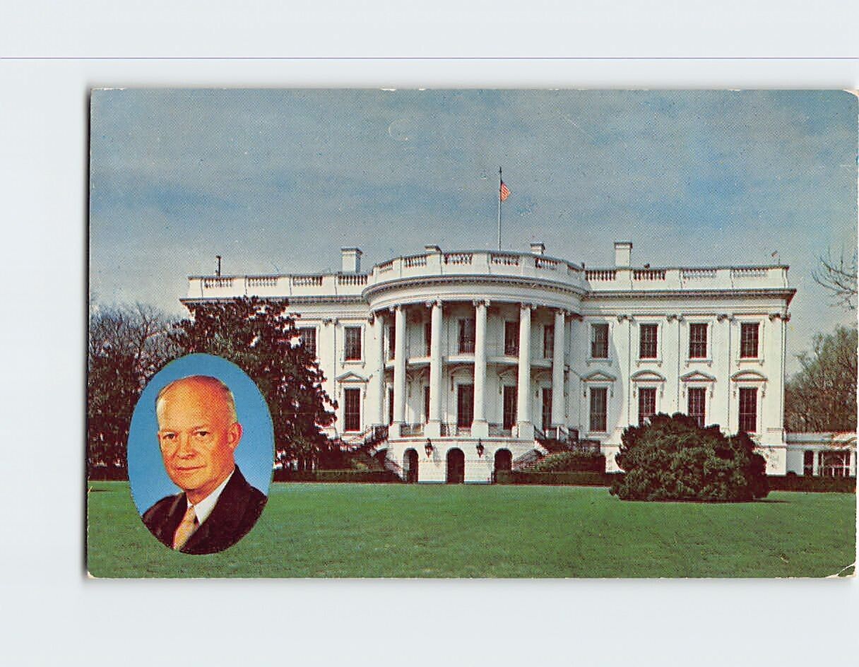 Postcard President Eisenhower & White House Washington DC USA