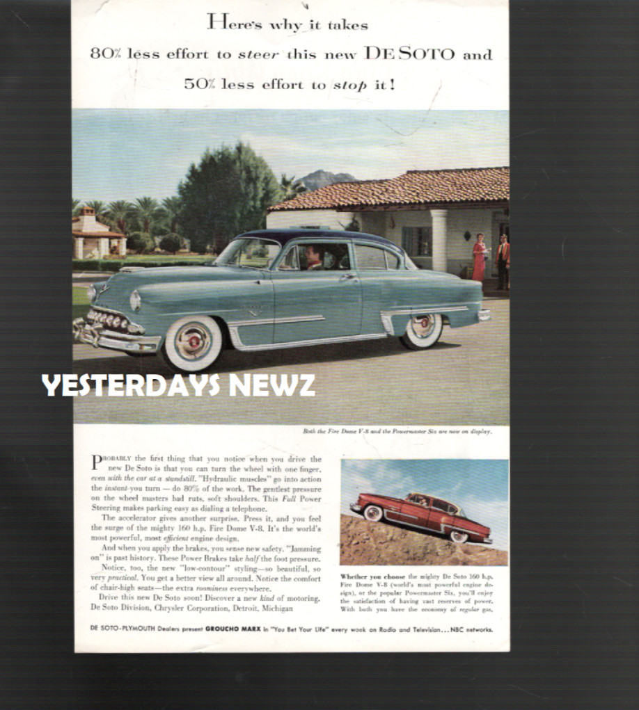 1952 Print ad for De Soto