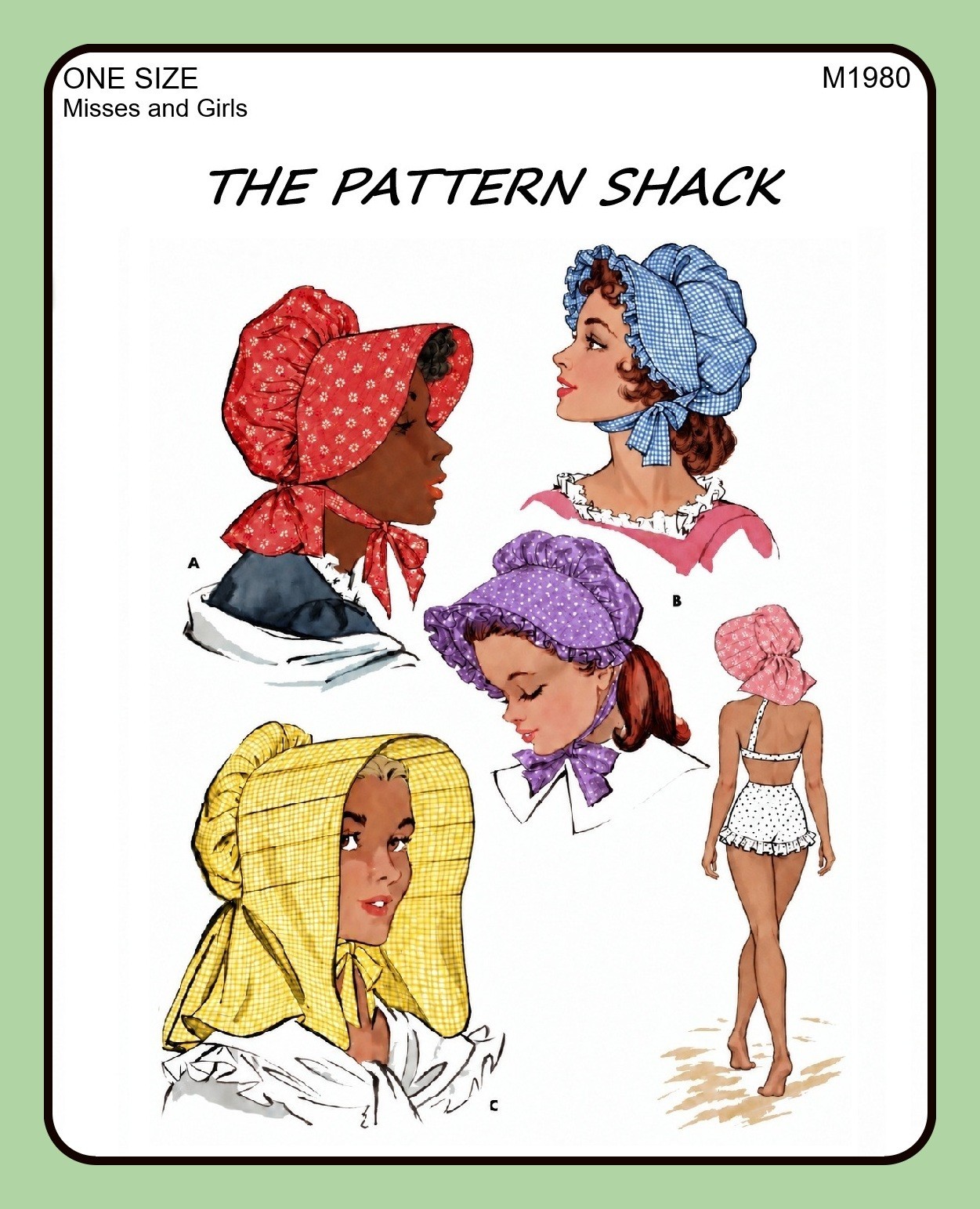 Centennial SUNBONNET Pattern Misses/Girls 3 Styles Pilgrim McCall\'s 1980 One Sz