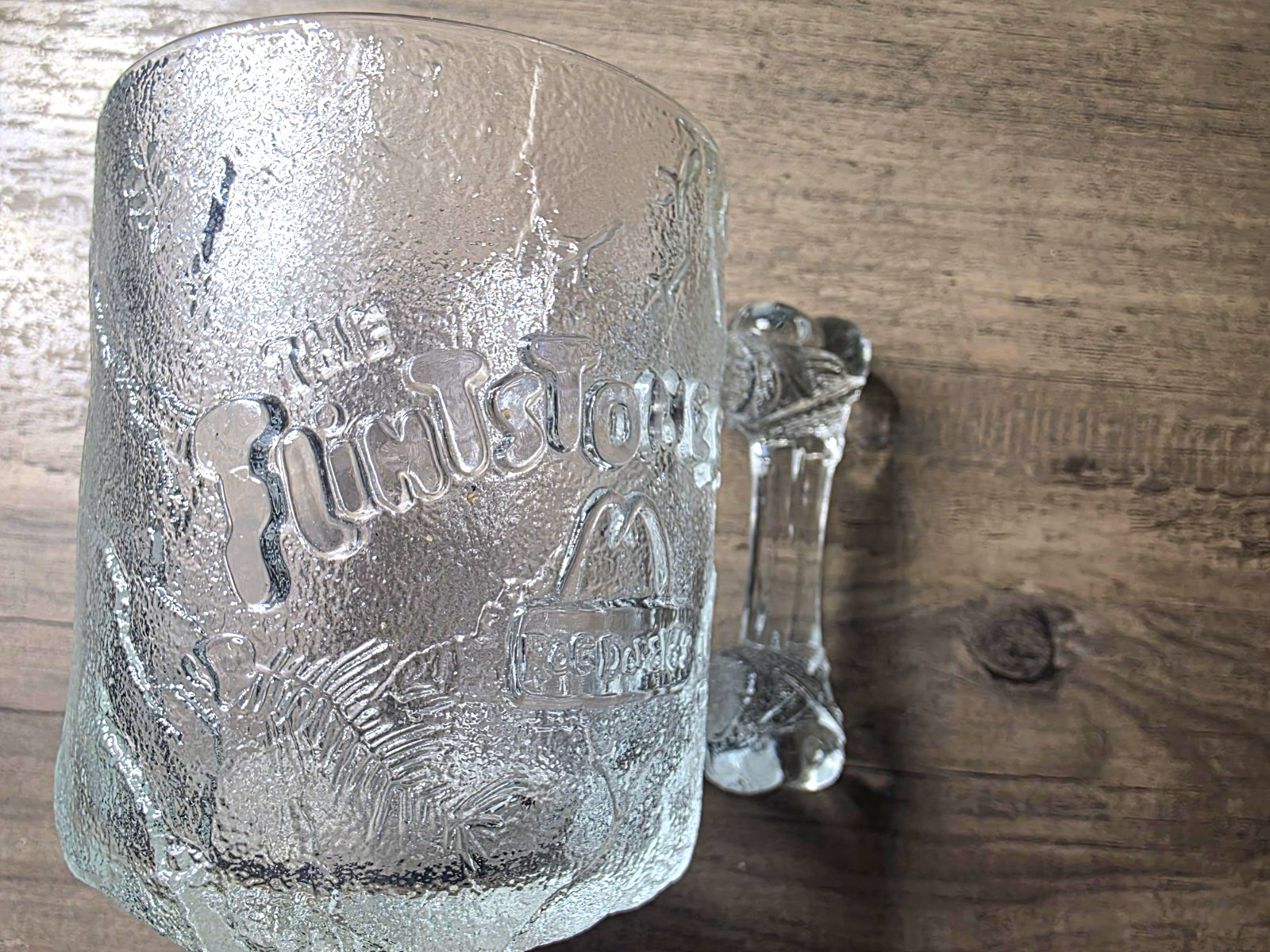 Vintage 1993 McDonalds Flintstones Pre-Dawn Glass Mug RocDonalds Bone Handle