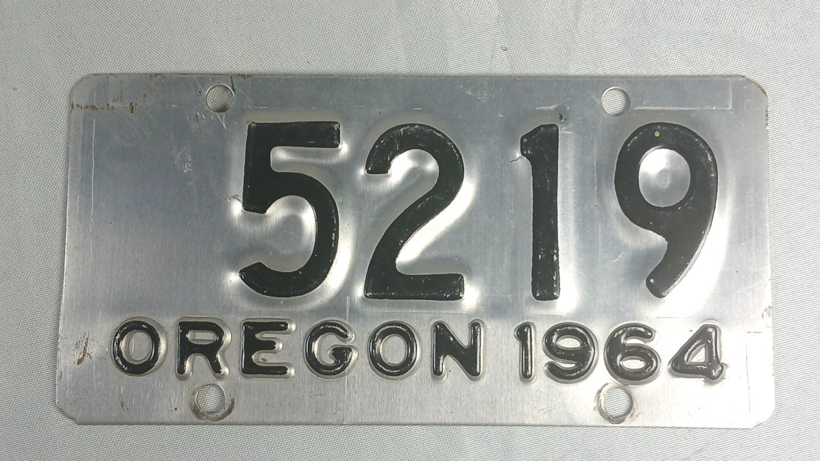 Vtg. 1964 Oregon Motorcycle License Plate