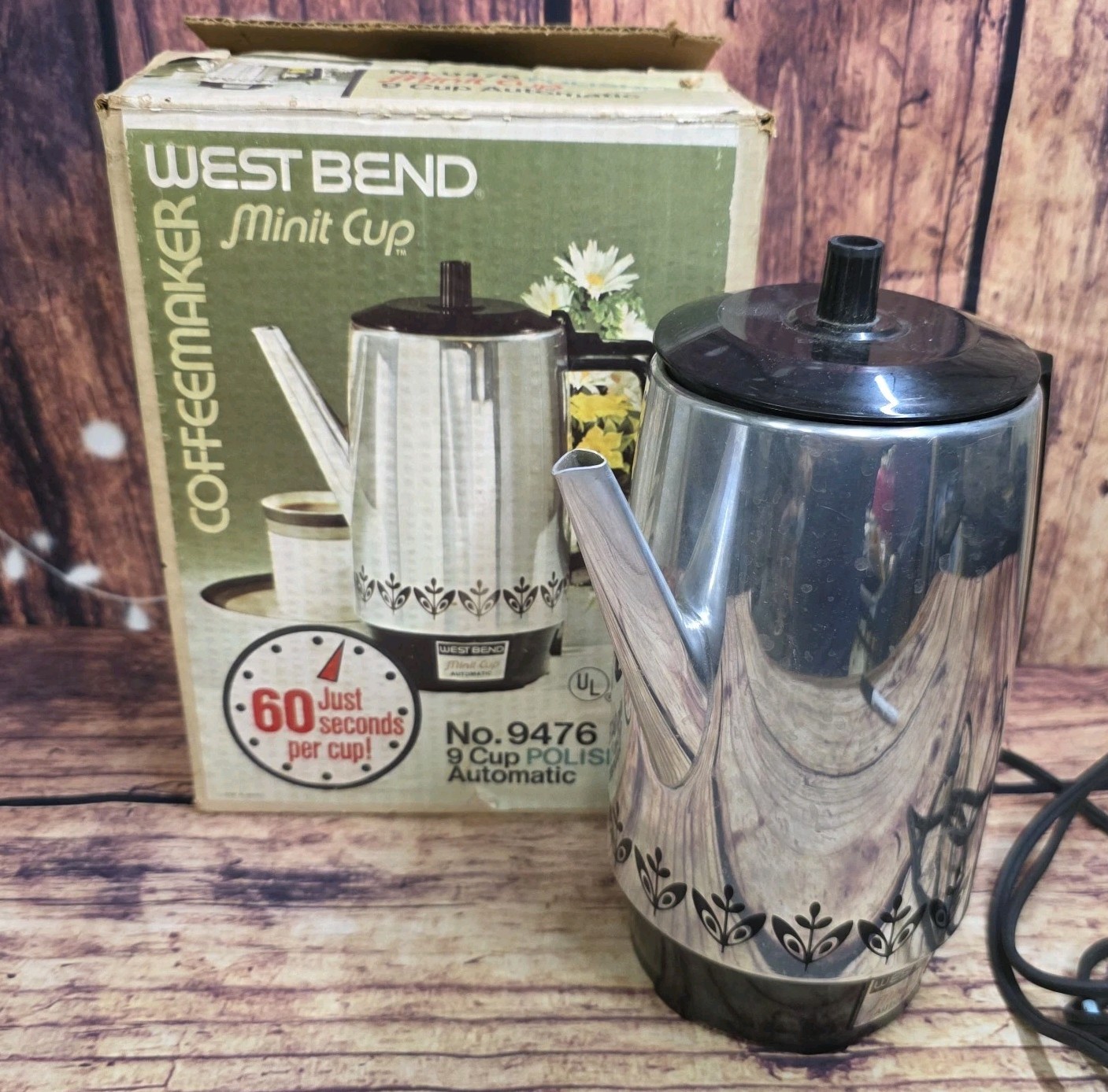VTG 1970s West Bend 9 Cup Automatic Coffee Maker Percolator 9476 Polished Rare VTG 1970s West Bend 9 Cup Automatic Coffee Maker Percolator 9476 Polished Rare