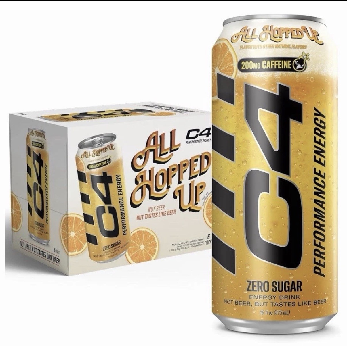 6 PACK , C4 Performance Energy Drink with Zero Sugar, All Hopped Up, 16oz 6pk