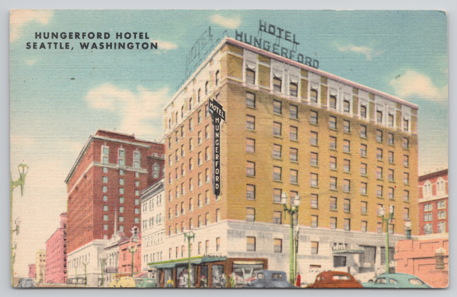 Seattle Washington Hungerford Hotel Posted 1949 Linen Postcard