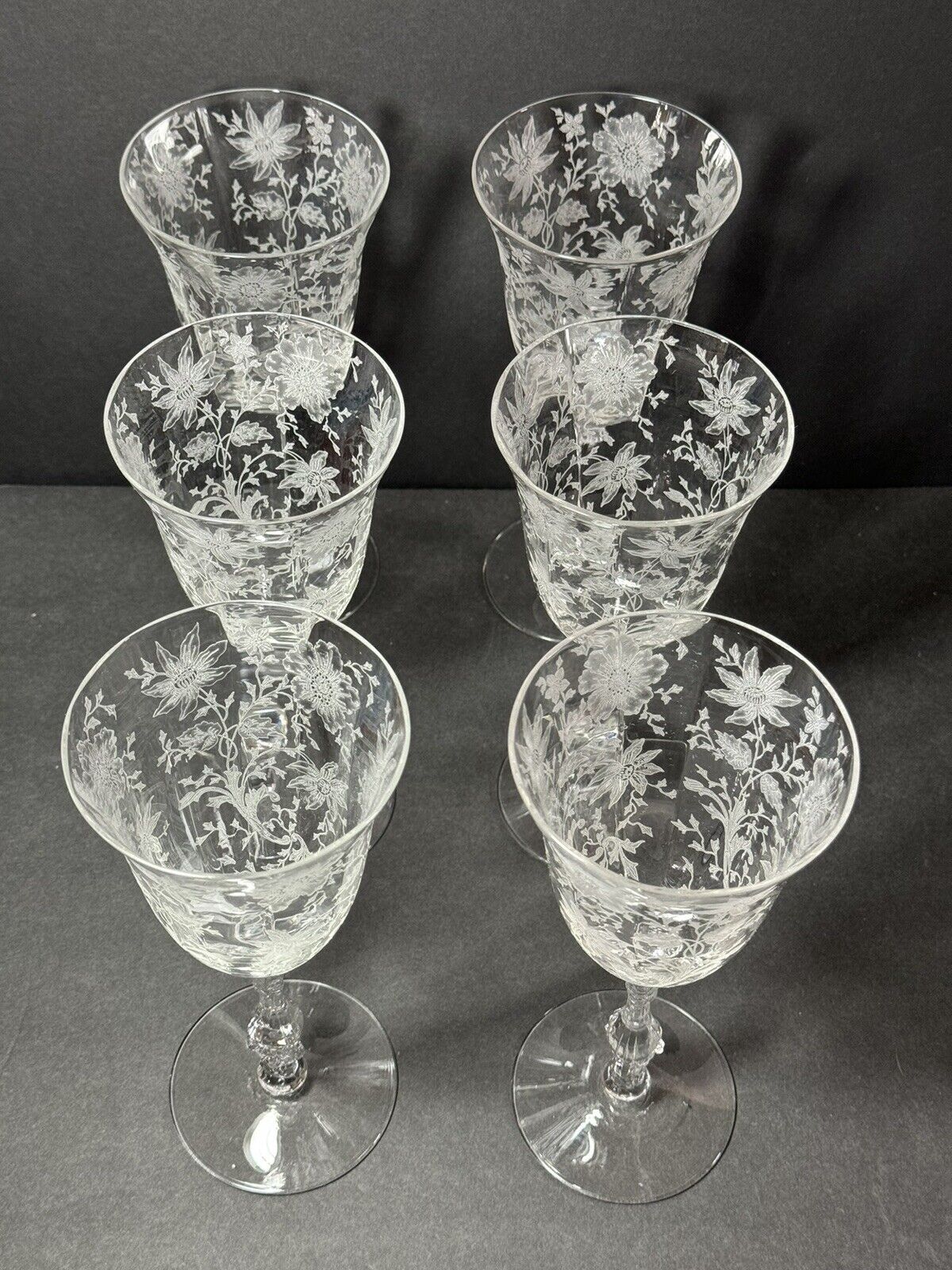 VINTAGE Set Of Six CAMBRIDGE WINE WATER GLASS 8 1/4
