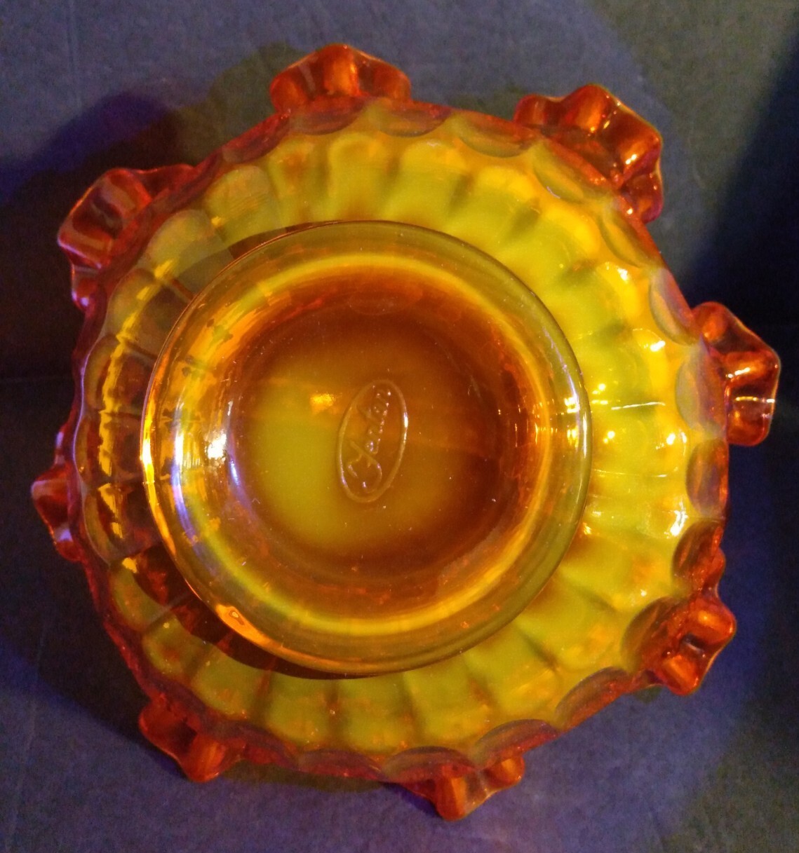 Fenton Red Orange Glass Basket 7.5