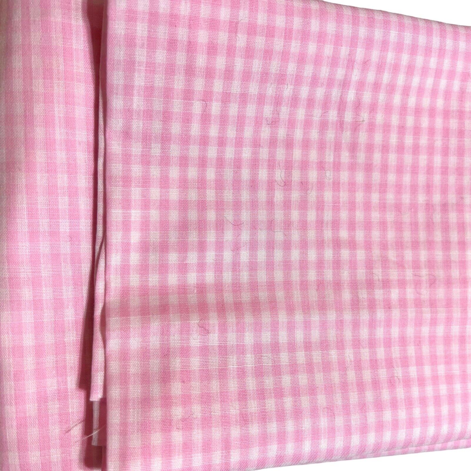 Vintage Cotton Fabric Gingham Check Light Pink 1/8” Block 1 yard X 45 Inches