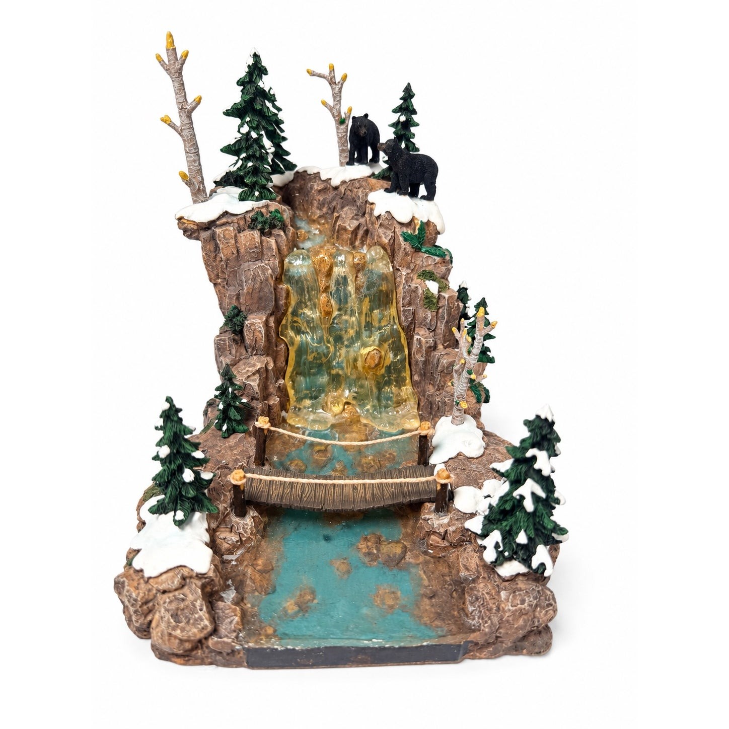 Department 56 Mountain Creek Waterfall Village Accessory Bears Bridge Snow Trees