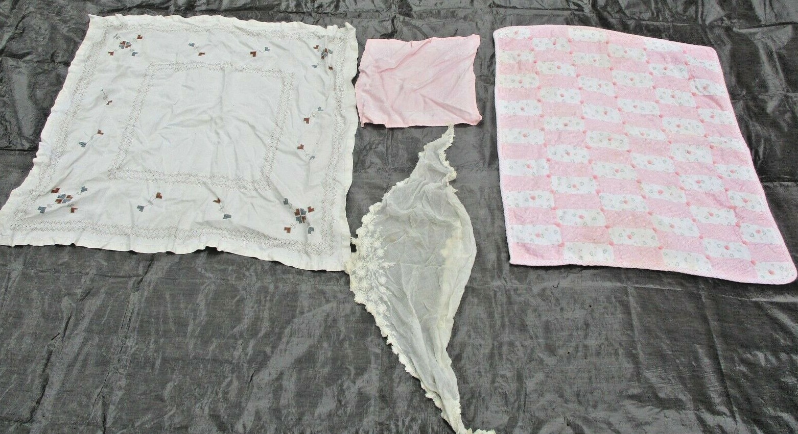 Vintage Linen Lot Tablecloth Baby Blanket Etc