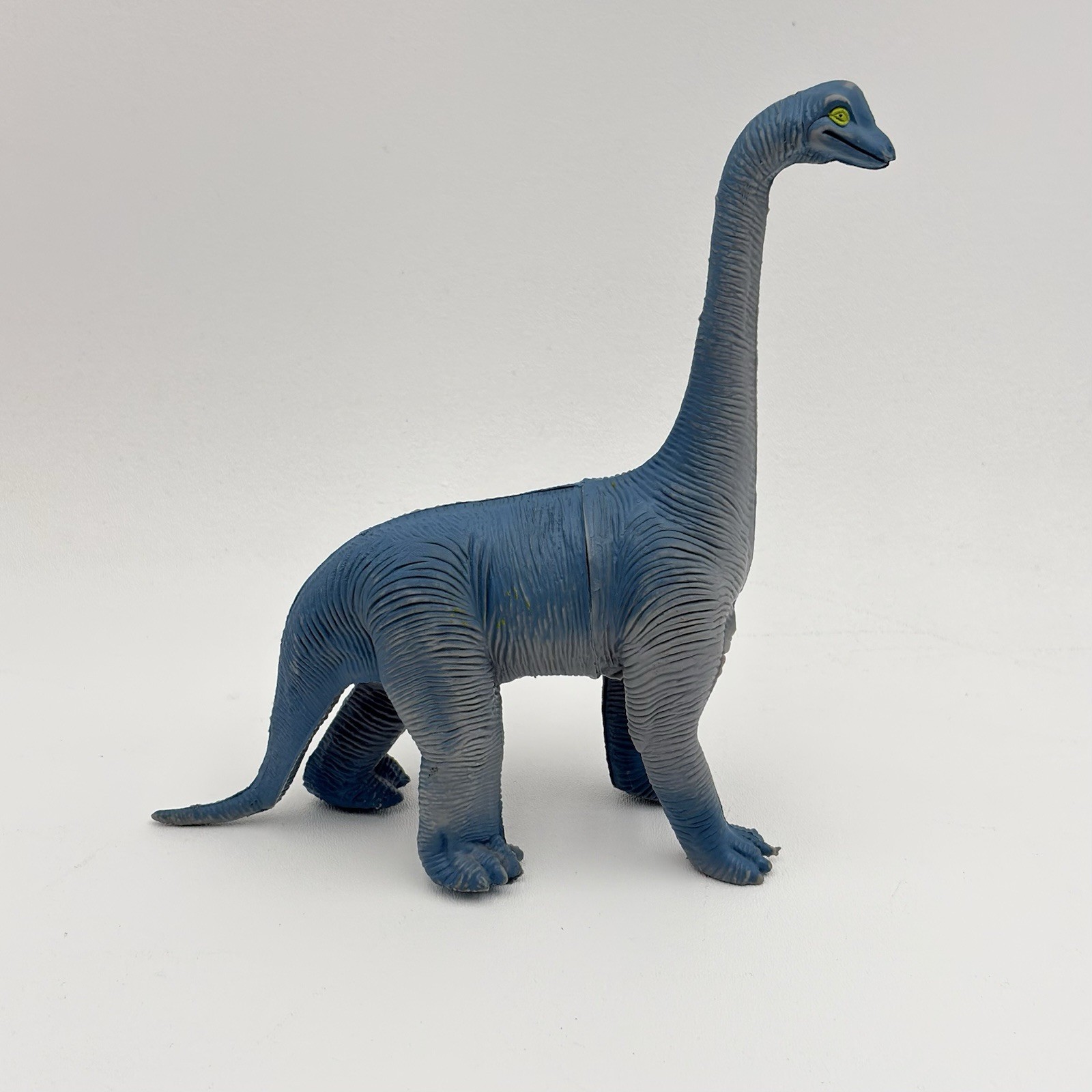 Vintage Dinosaur Toy 1985 Imperial Brontosaurus Blue Gray Rubber Figure 