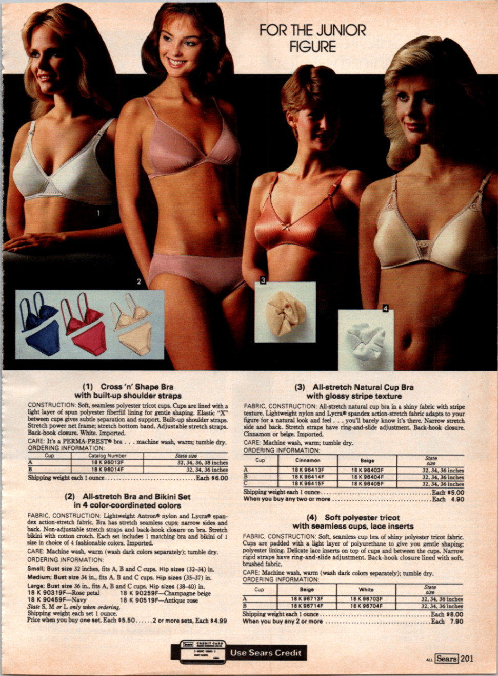 Sears Vintage 1980s Lingerie Catalog Page Bra Bikini Ad Print Sears Vintage 1980s Lingerie Catalog Page Bra Bikini Ad Print