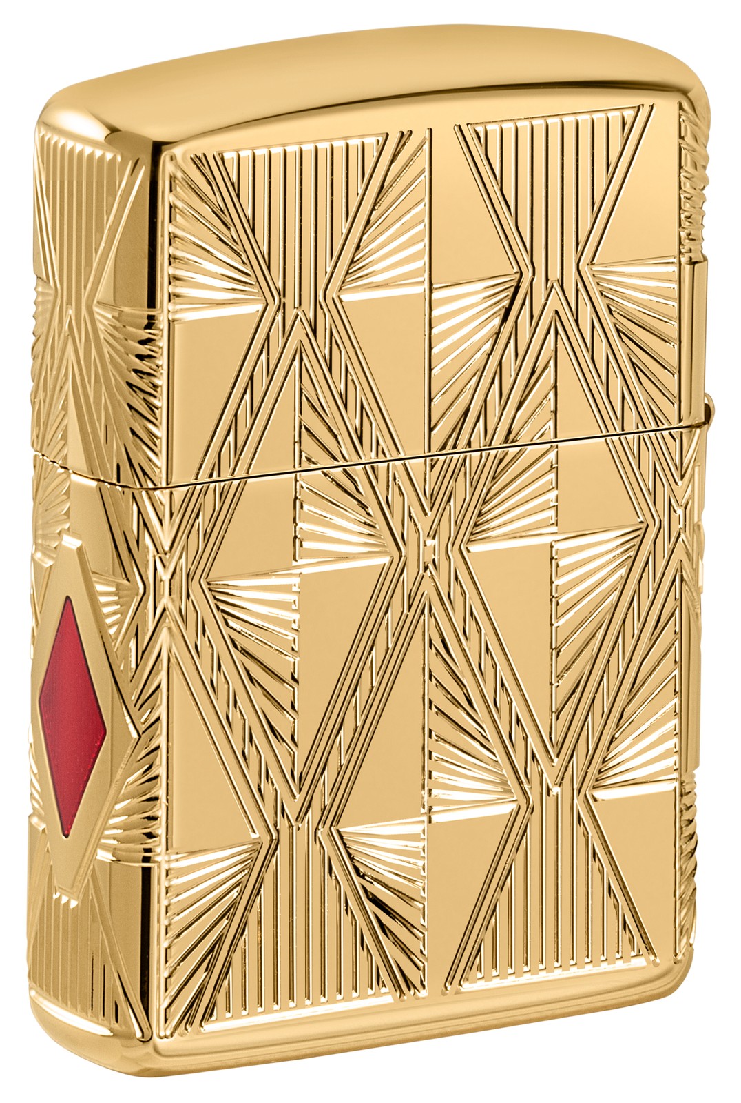 Zippo Luxury Diamond Design High Polish Brass Windproof Pocket Lighter, 29671