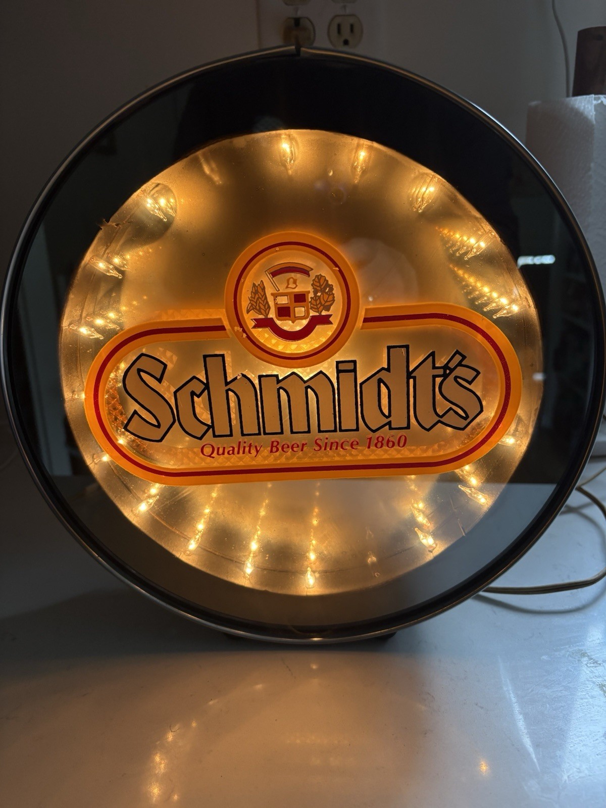 Vintage Schmidt Beer “Eternity”  Round Lighted Sign