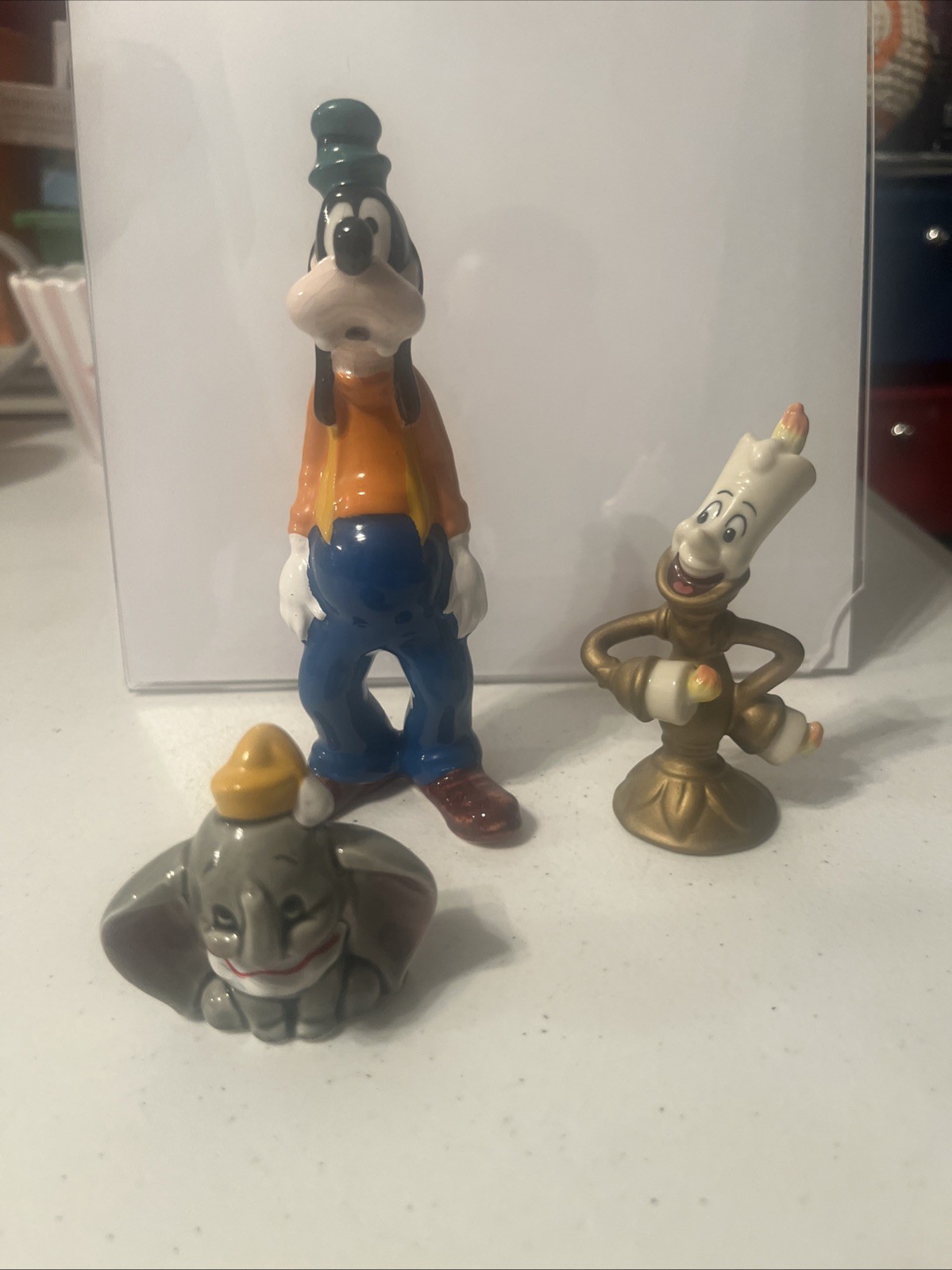 Vtge Lot Of 3 Disney Characters Goofy- Japan, Dumbo-Japan ,  Lumiere- Sri Lanka