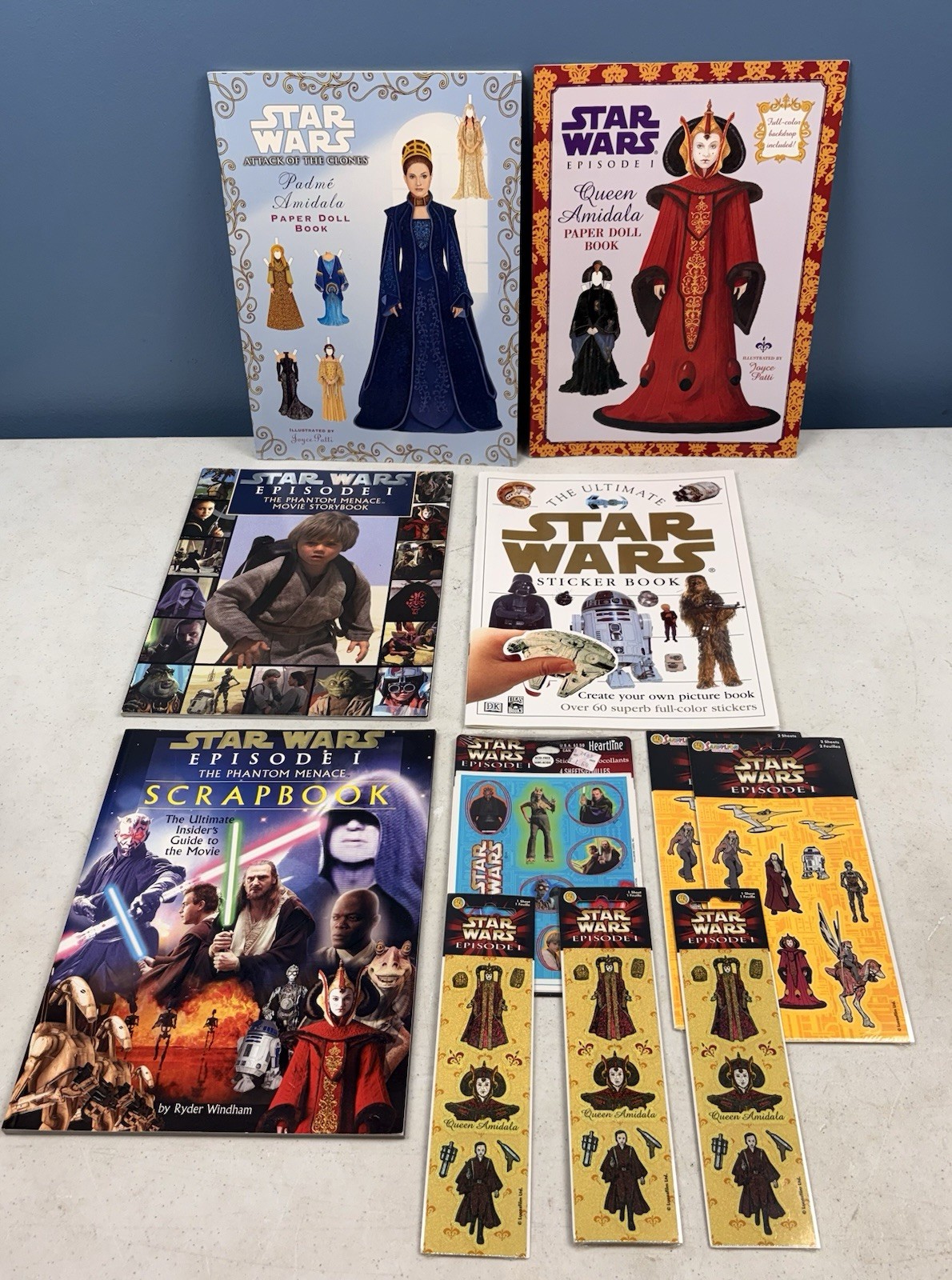 Vintage 1990's Star Wars Items: Amidala Paper Dolls, Sticker Books, Stickers +