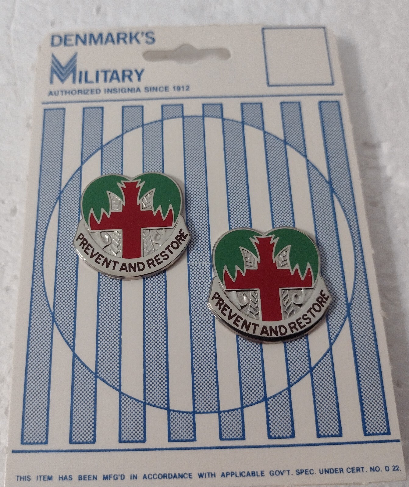 DENTAC FT. JACKSON S.C. DI DUI UNIT CREST INSIGNIA PAIR ON DENMARK\'S CARD:E1-K8 DENTAC FT. JACKSON S.C. DI DUI UNIT CREST INSIGNIA PAIR ON DENMARK\'S CARD:E1-K8