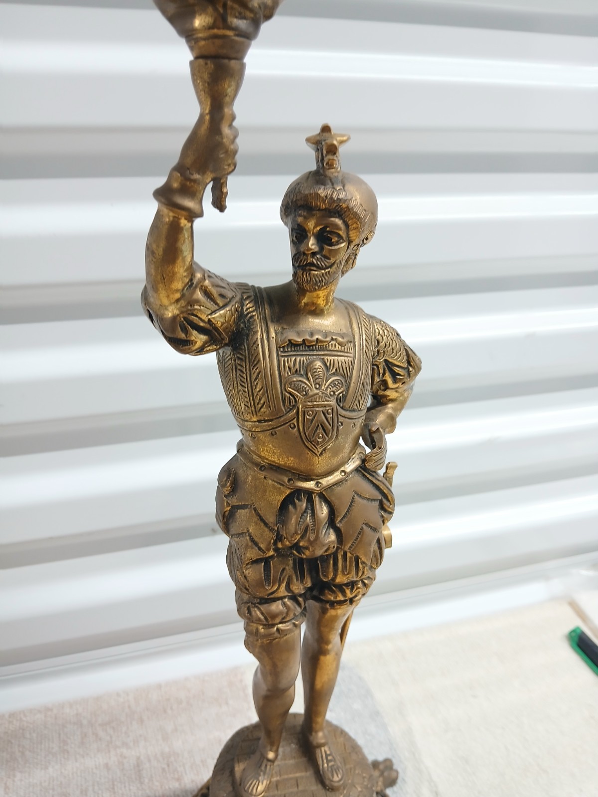 Antique Brass Conquistador Soldier Lamp 19