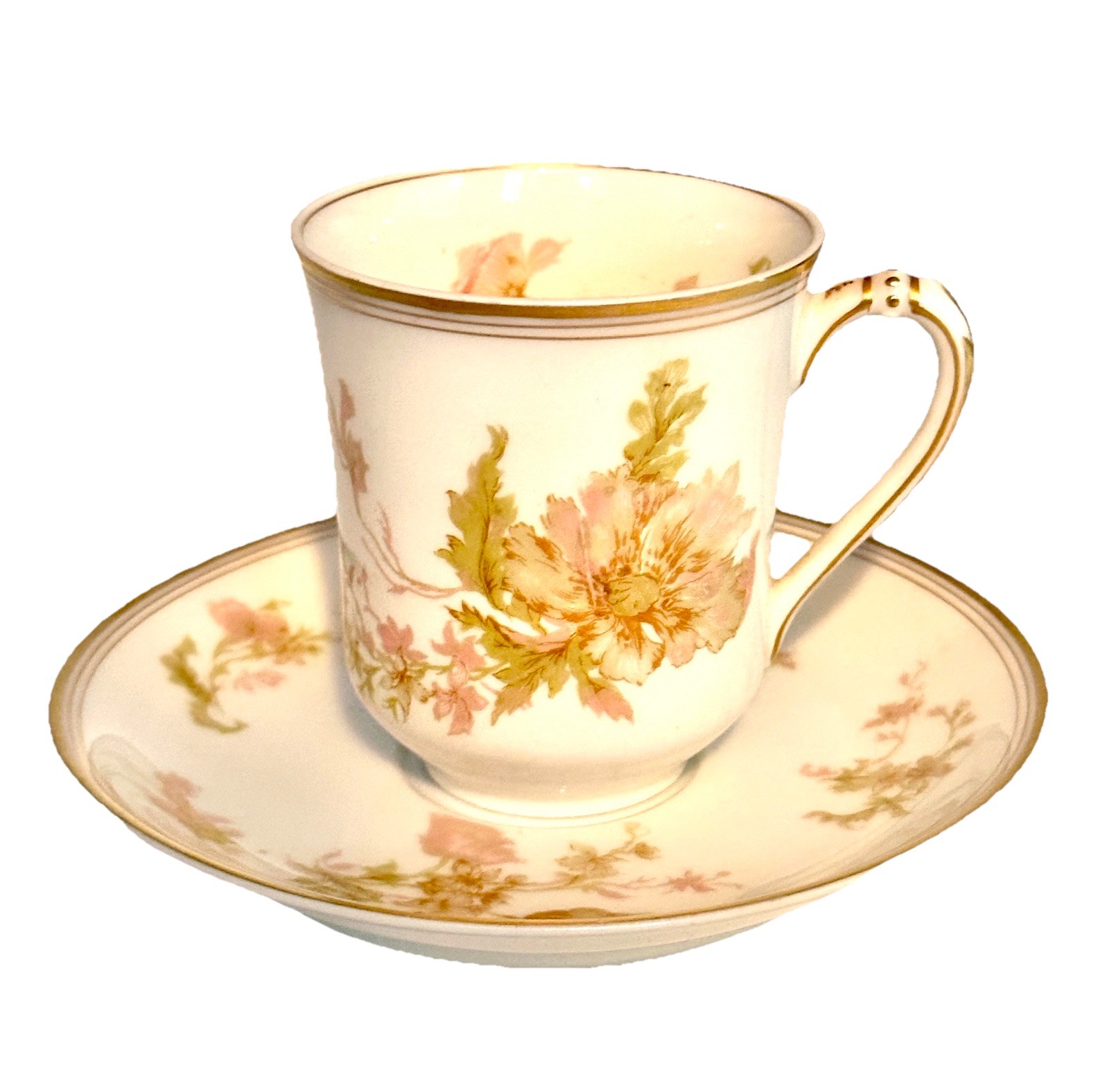 Antique Haviland Limoges Demitasse Tea Cup & Saucer Springtime France