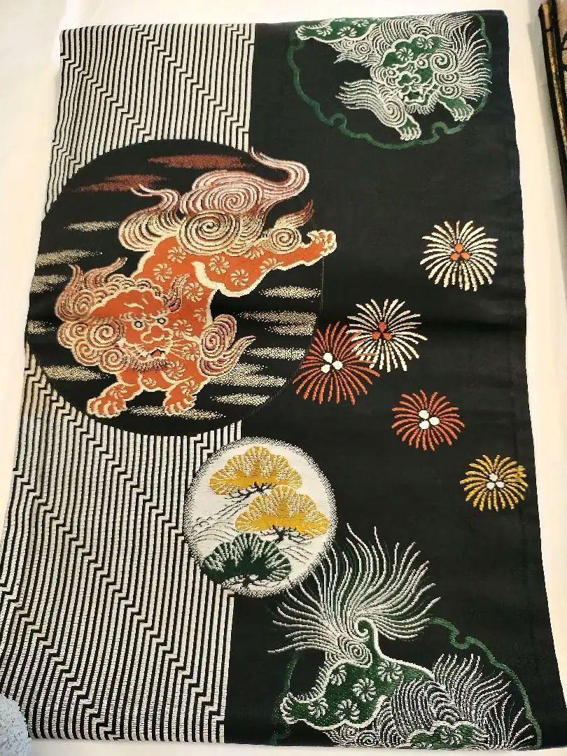 Obi Kimono Vintage Antique Peony Lion Karajishi Fashionable  Nagoya Fujinishiki