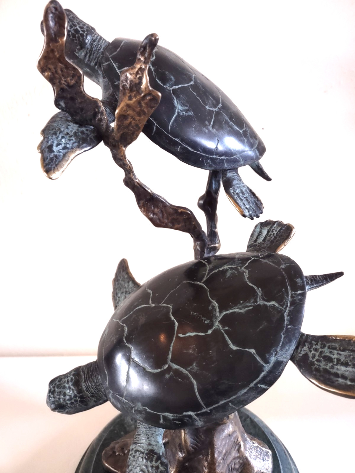 SPI Large Sea Turtle Duet bronze/brass sculpture