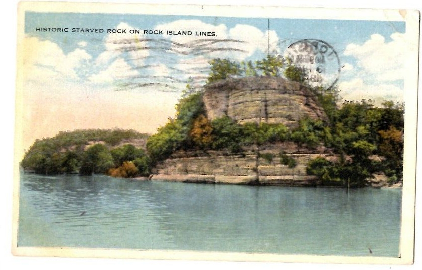 Postcard Historic Starved Rock on Rock Island Lines