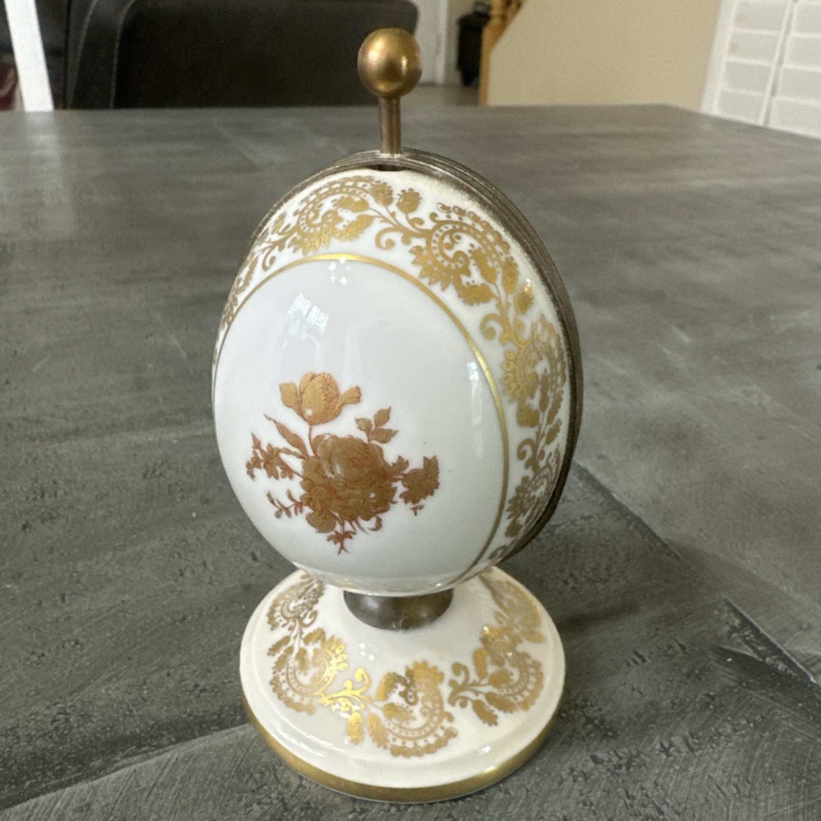 Vintage  Goumot-Labesse Limoges Porcelain Hinged Egg Perfume Casket  No Bottles