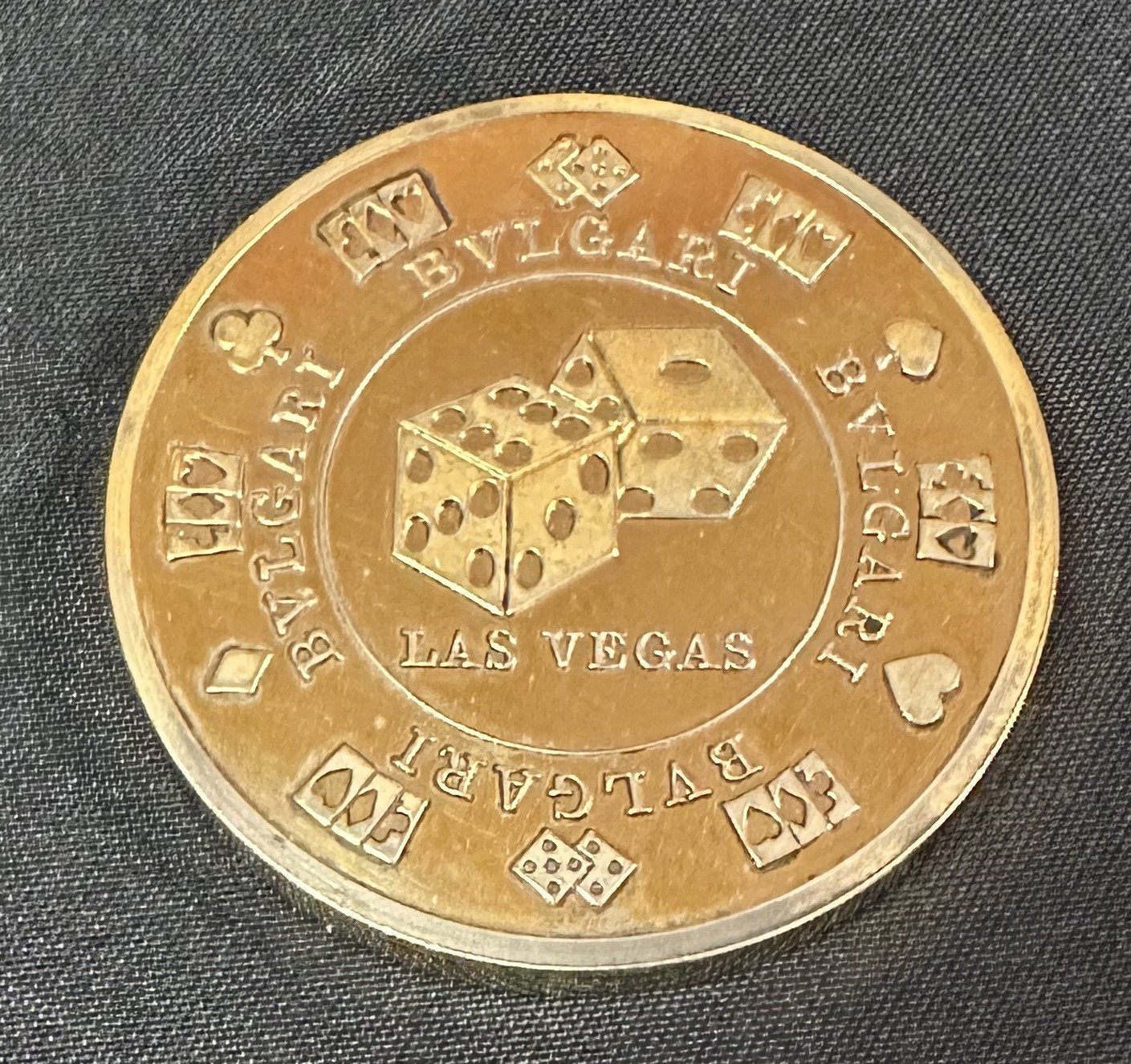 1997 Bvlgari Las Vegas Silver Round Gold Plated 12 Troy Ounces Limited Edition
