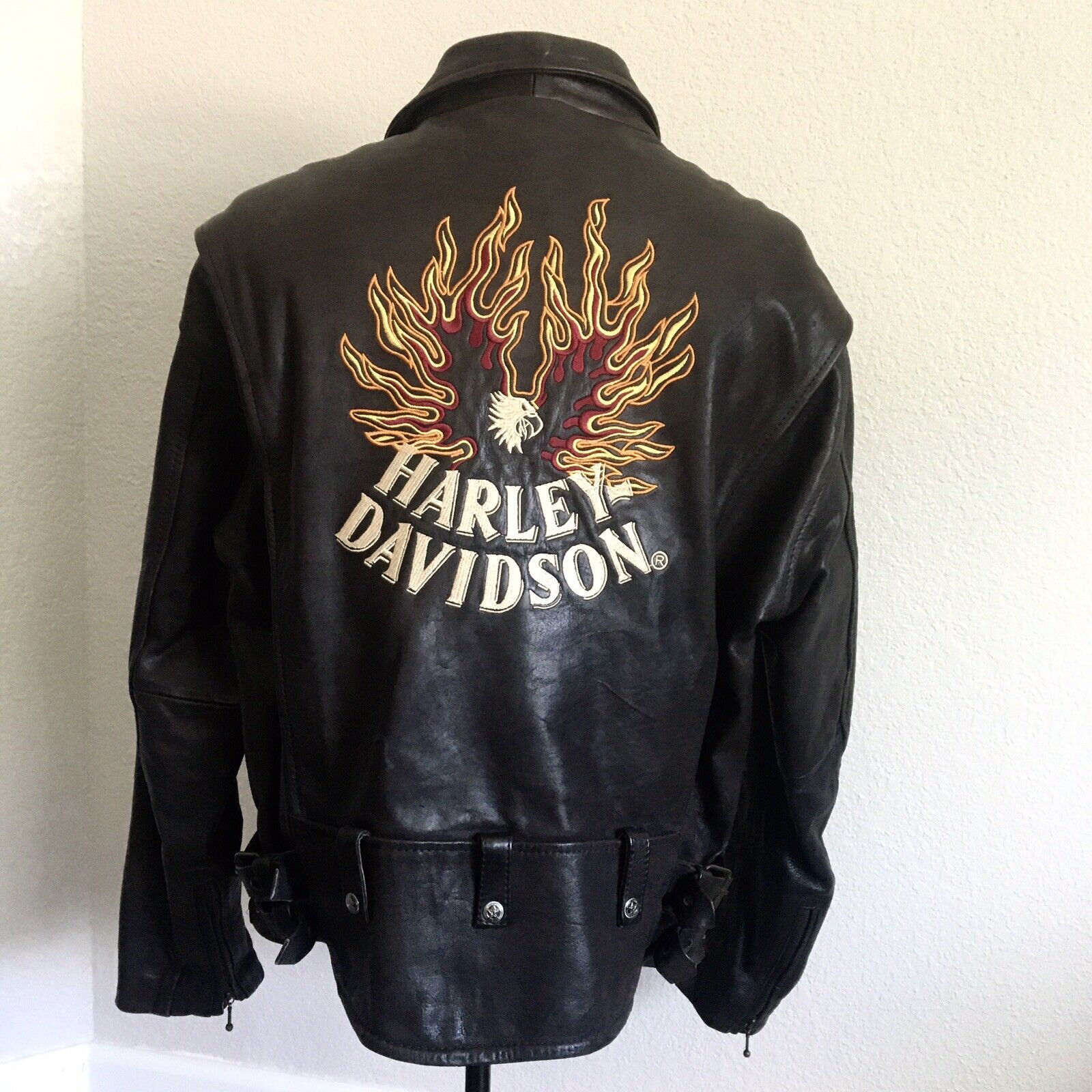 Harley Davidson Men's Leather Sz XL Motorcycle Jacket Dark Brown Excellent Cond.