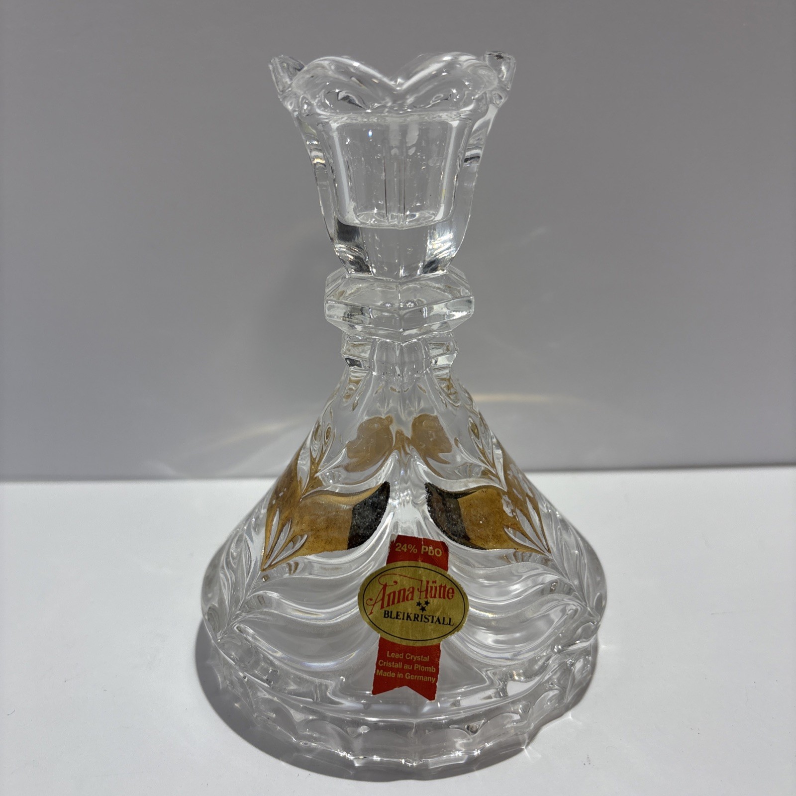 Vintage Anna Hütte Bleikristall German 24% Lead Crystal Candle Stick Holder 5” Vintage Anna Hütte Bleikristall German 24% Lead Crystal Candle Stick Holder 5”