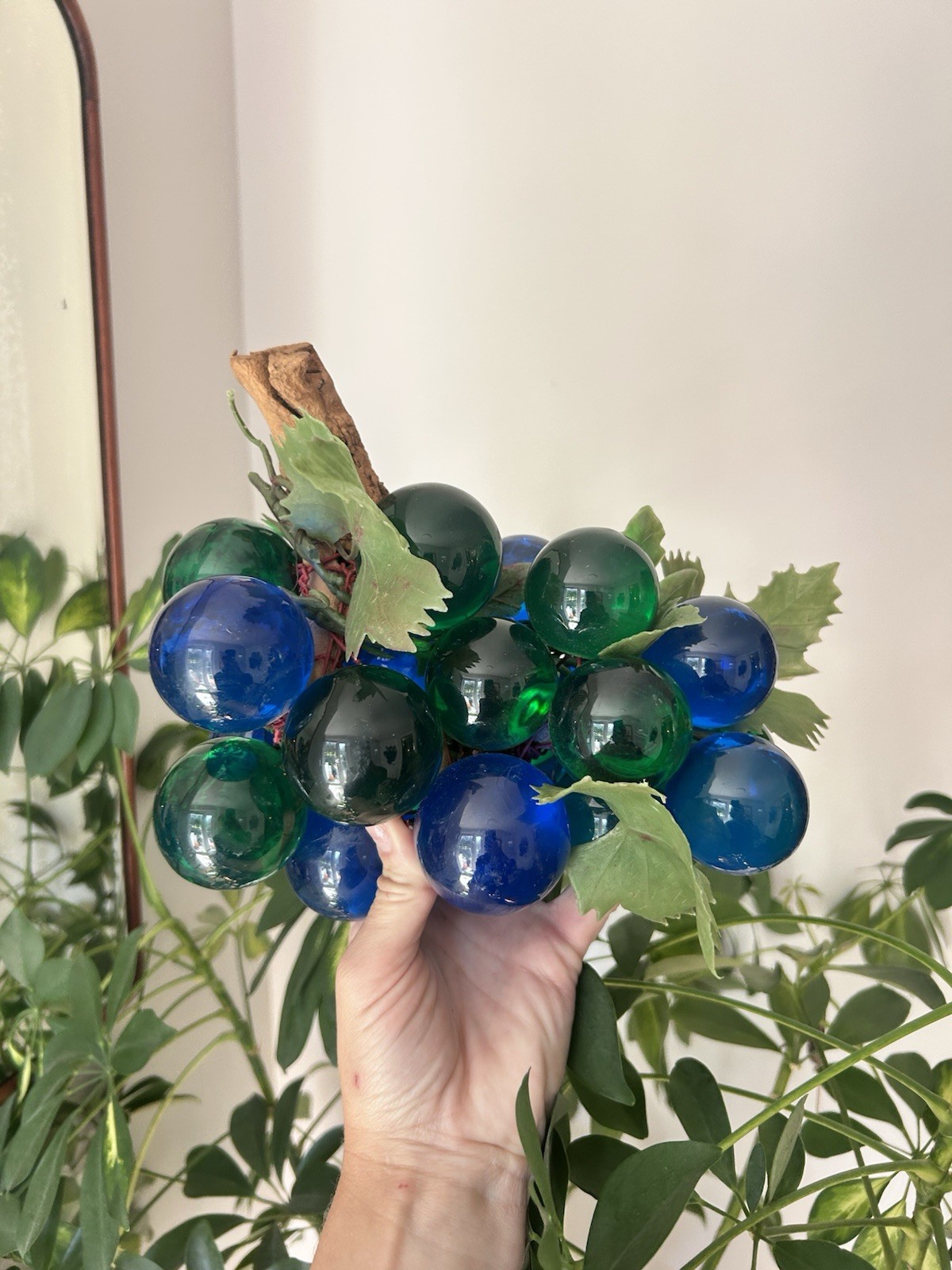 Vintage MCM Mid Century Modern Blue And Green Vintage Lucite Grapes Decor