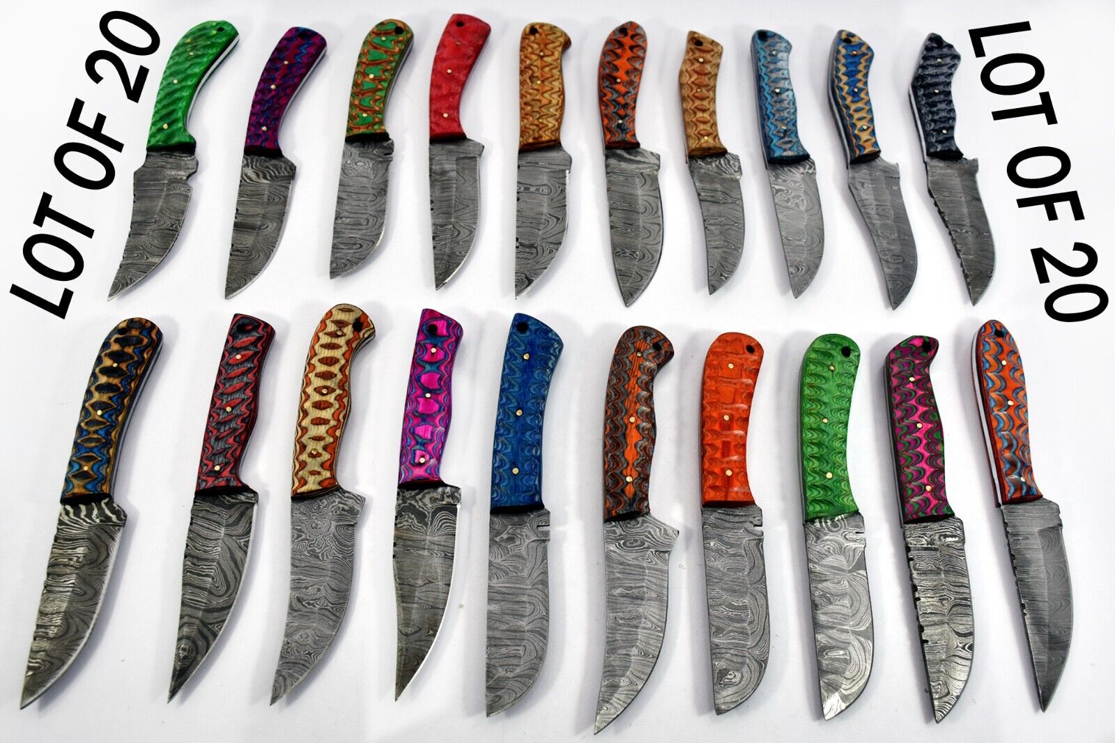 20 pieces Damascus steel steel skinning knives with leather sheath UM-5056