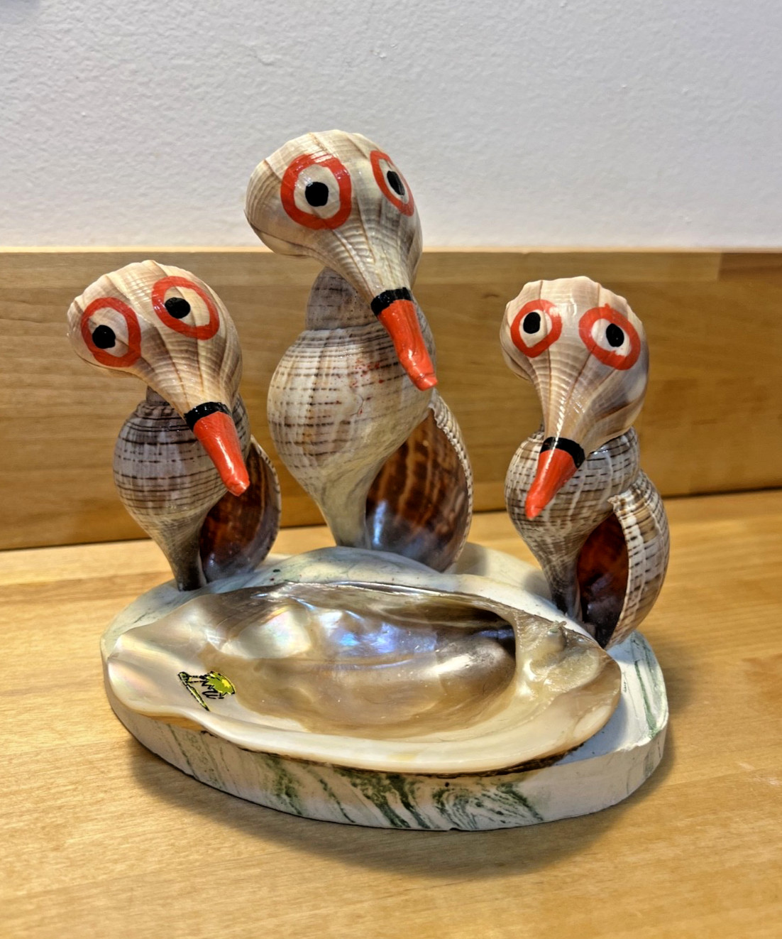 Vintage Hand Painted Seashell Sculpture Dish - Kitschy Outsider Art