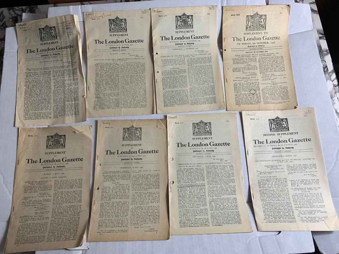 LOT 16 Supplements to The London Gazette - Various Operations in 1946 and 1948
