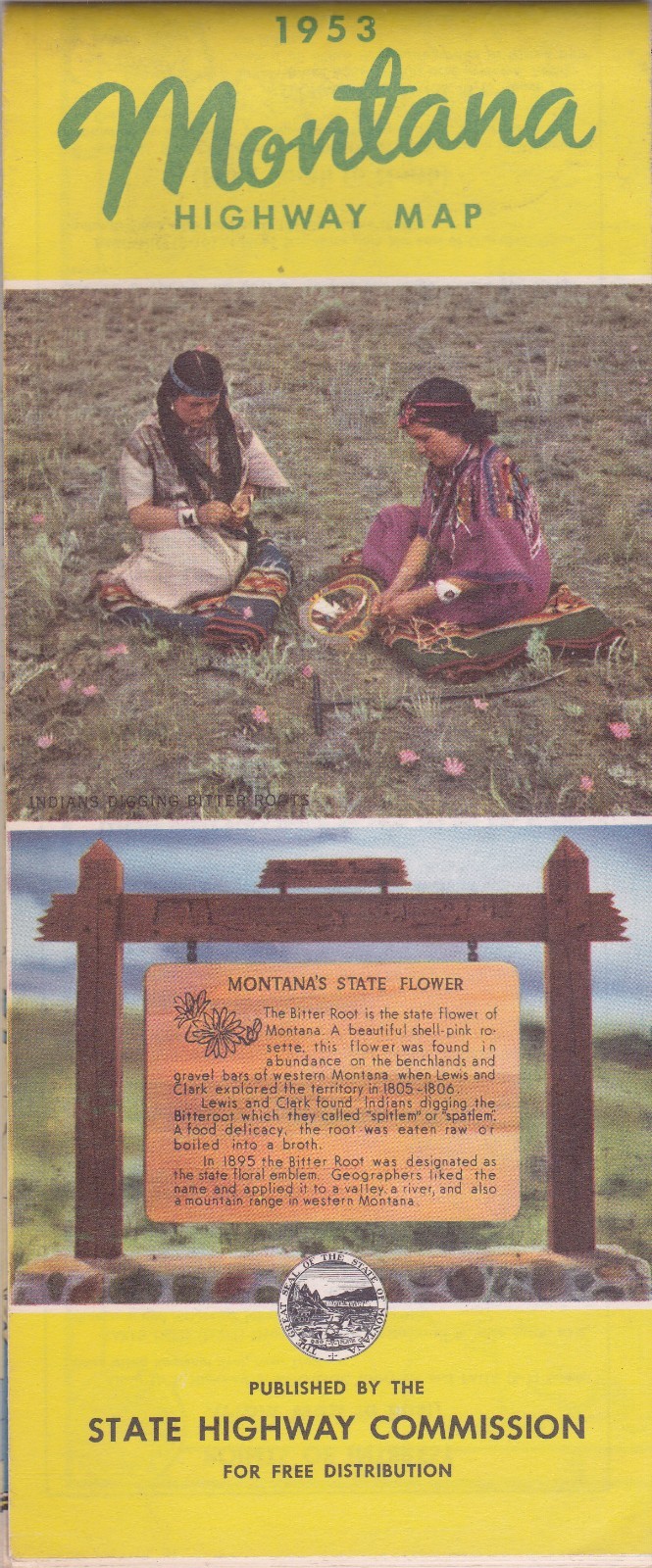 1953 Official State Issue Road Map of Montana
