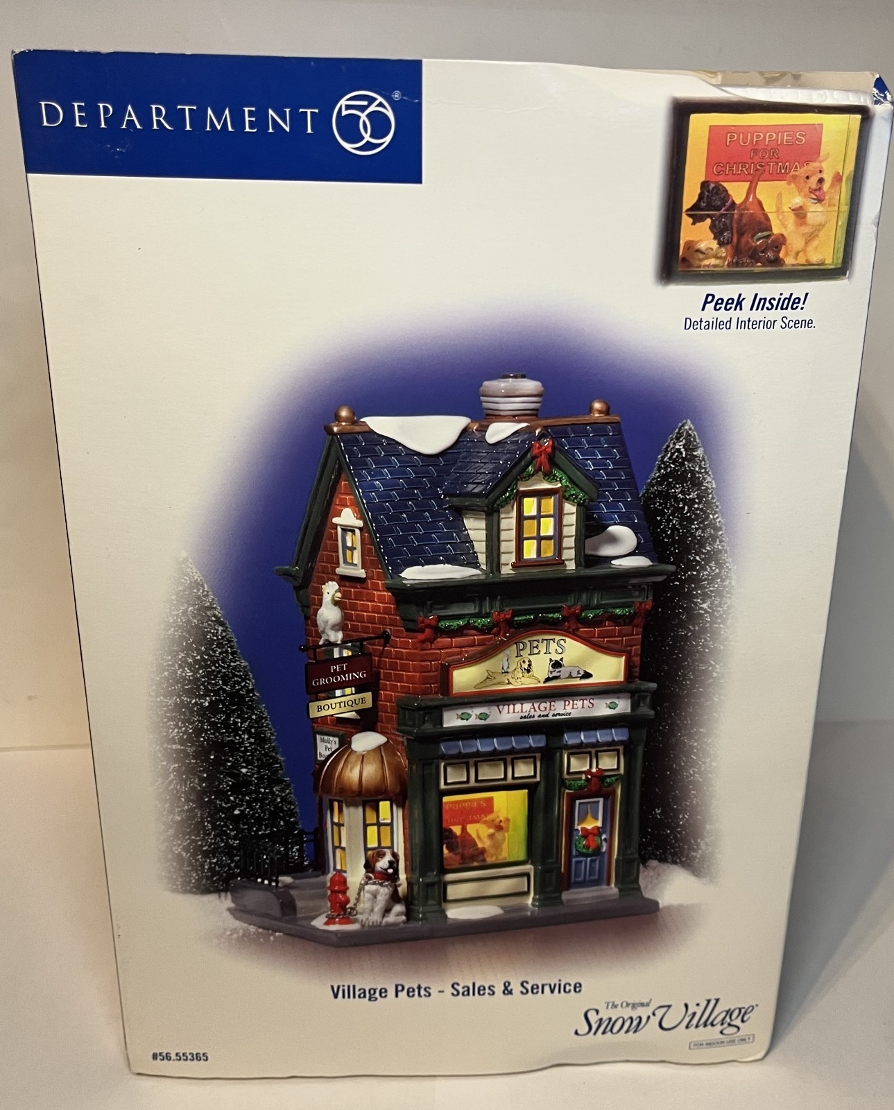 DEPARTMENT 56 CHRISTMAS SNOW VILLAGE PETS SALES & SERVICE #55365 2004 IN BOX
