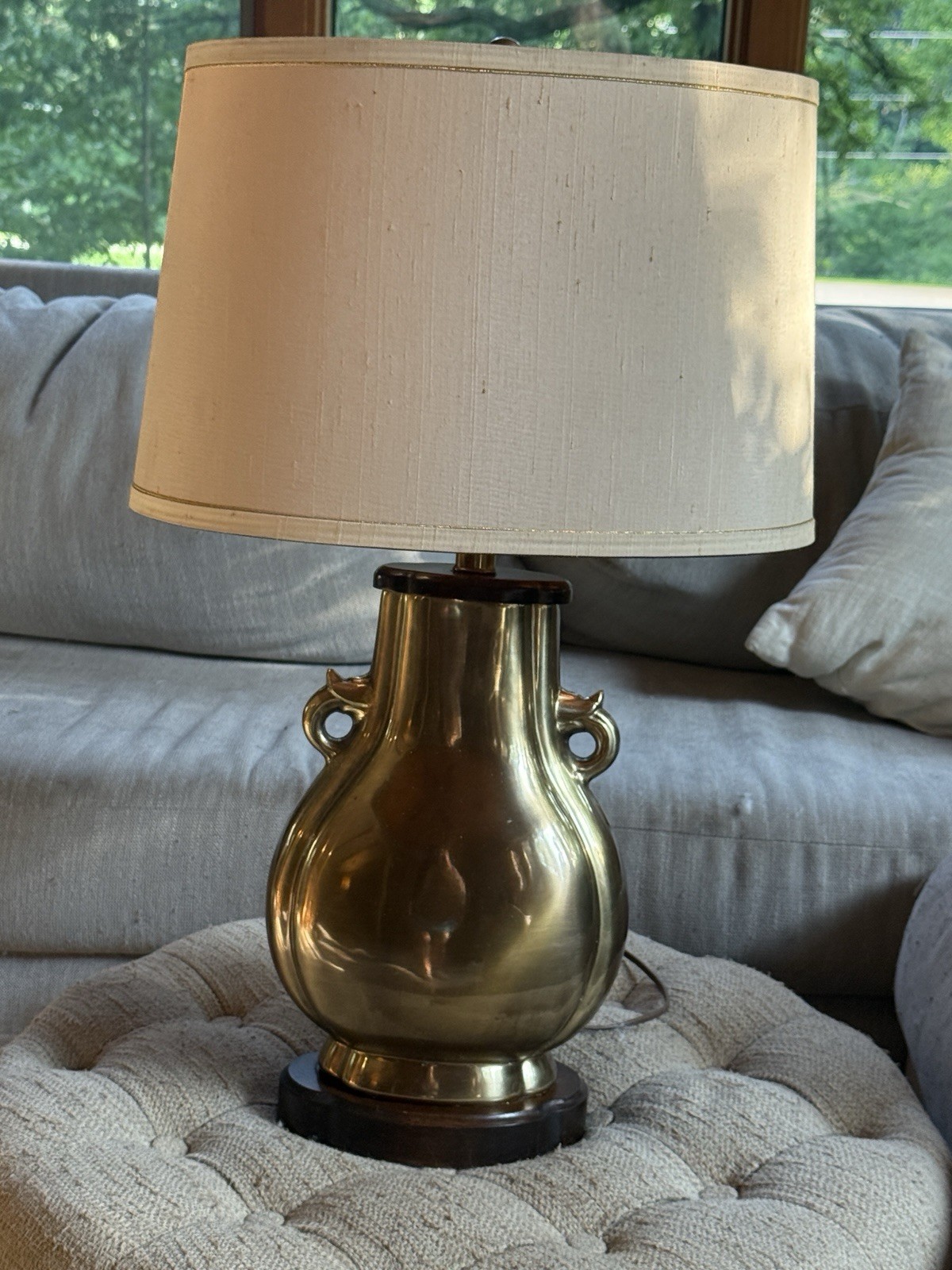 Frederick Cooper Brass Lamp Vintage Oriental gold metal Chinoiserie lamp