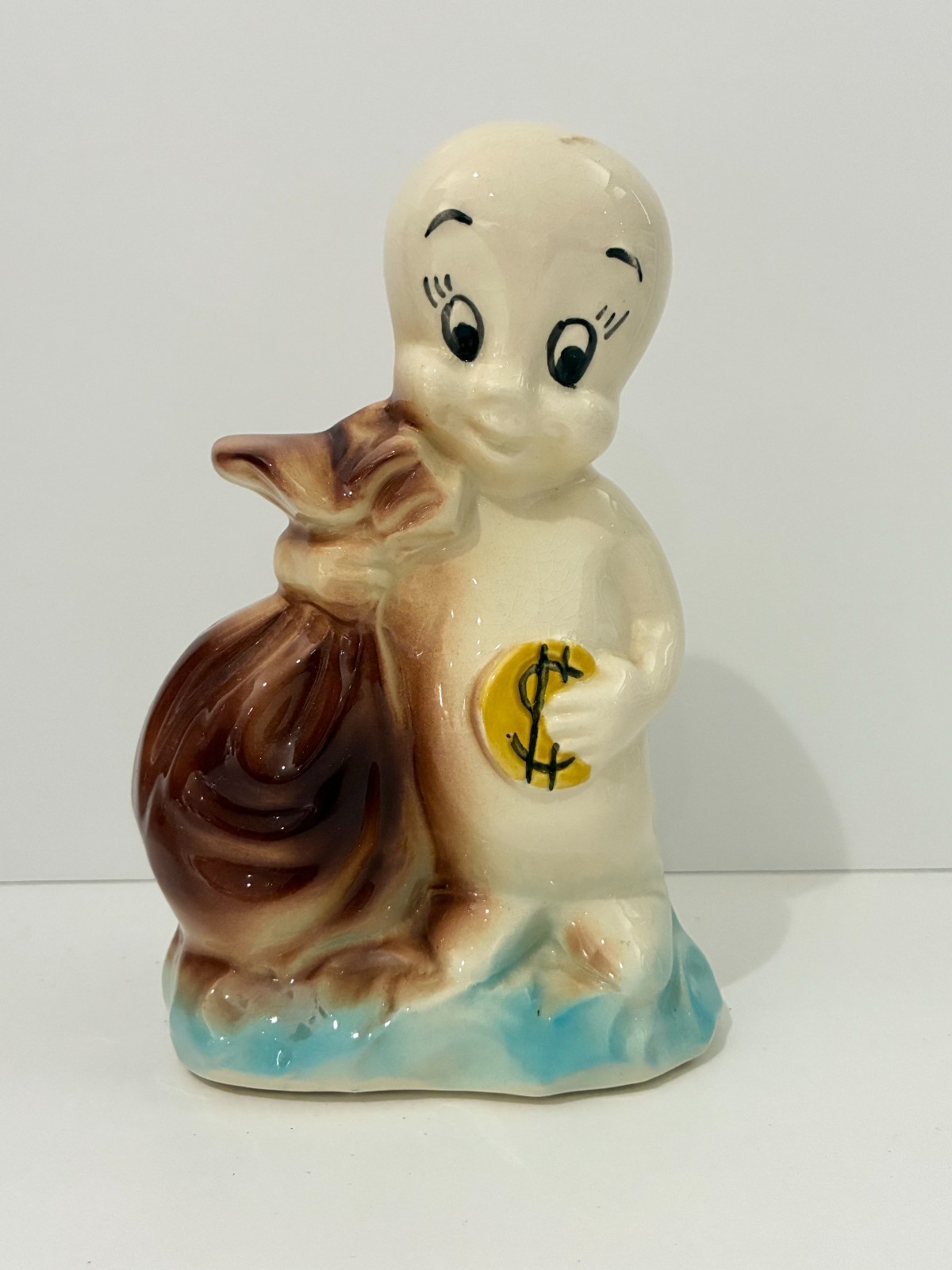 Vintage 1950s American Bisque Casper the Friendly Ghost Ceramic Coin Bank
