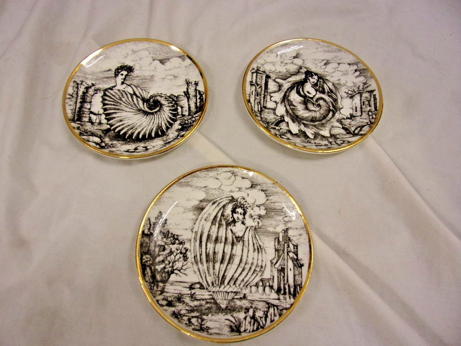 Vintage Fornasetti Milano Le Oceanidi Coasters  X 3  Rosenfeld Imports 4\