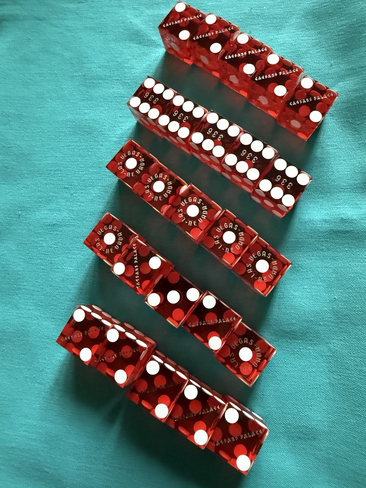 Caesars Palace Paulson Dice Lot 5 Sets Matching Numbers 25 Dice