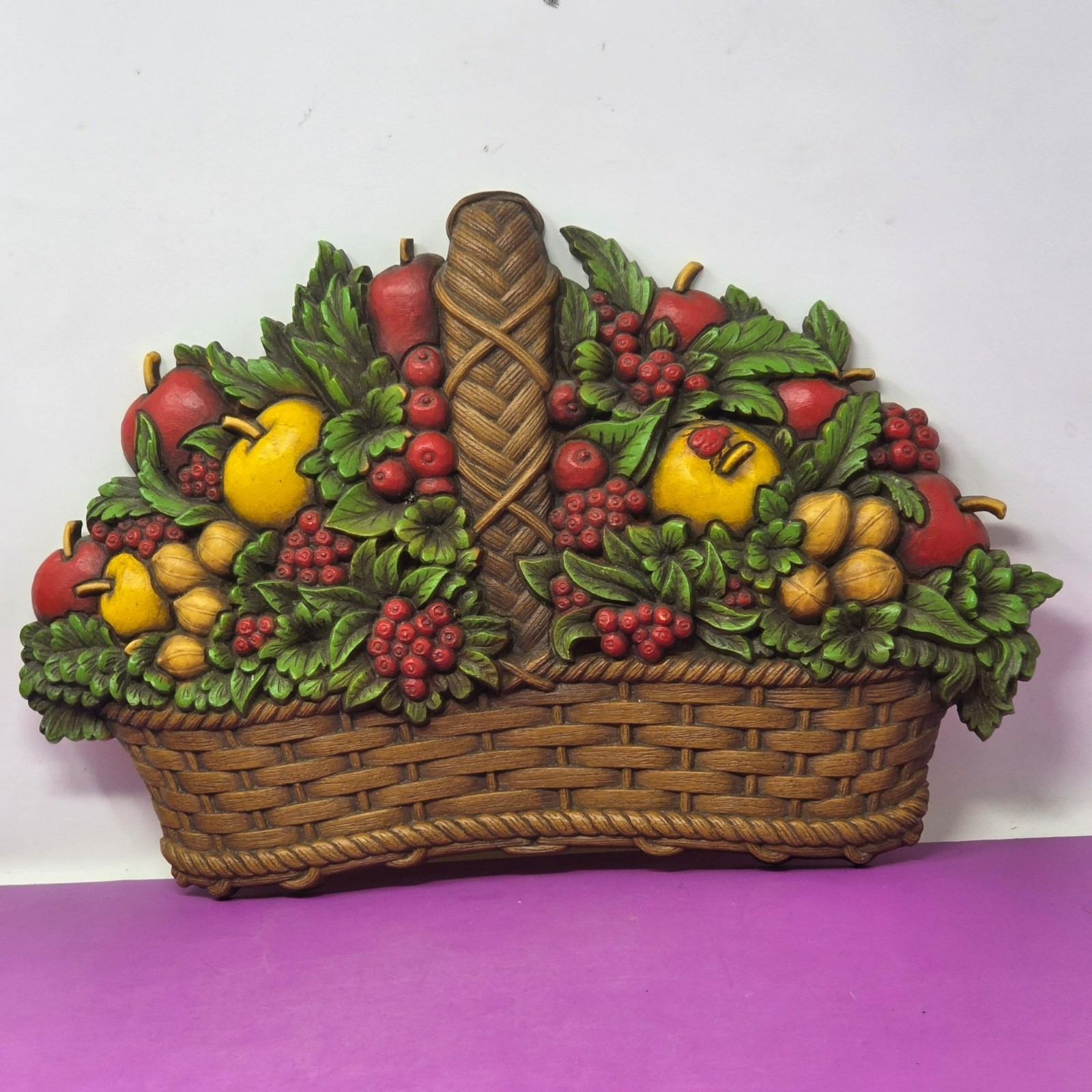Vintage HOMCO 7588 Fruit Basket Wall Plaque 1978 Kitchen Decor Made in USA