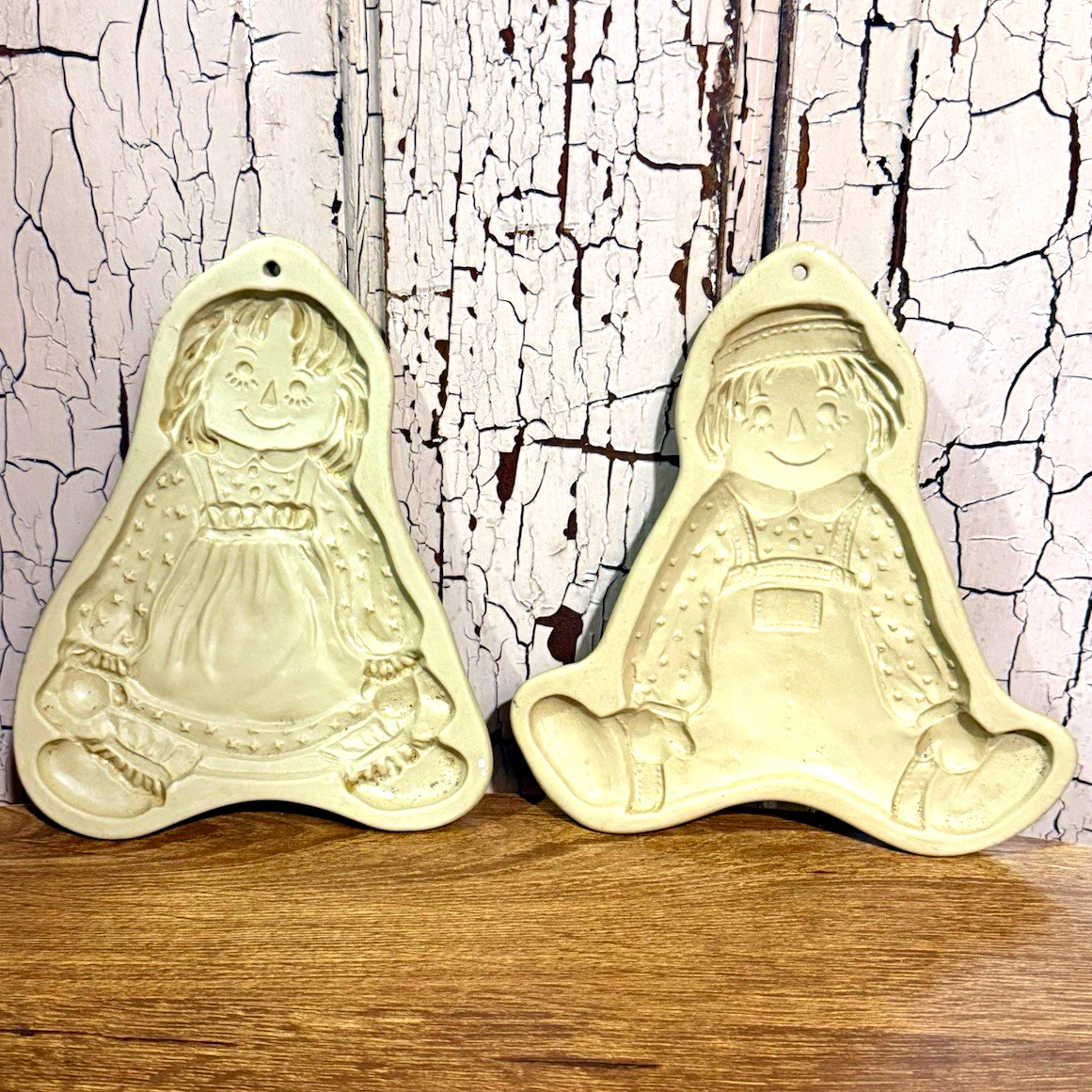 Vintage Brown Bag Cookie Art Raggedy Ann Andy Cookie Molds 1985 1986 Set of 2