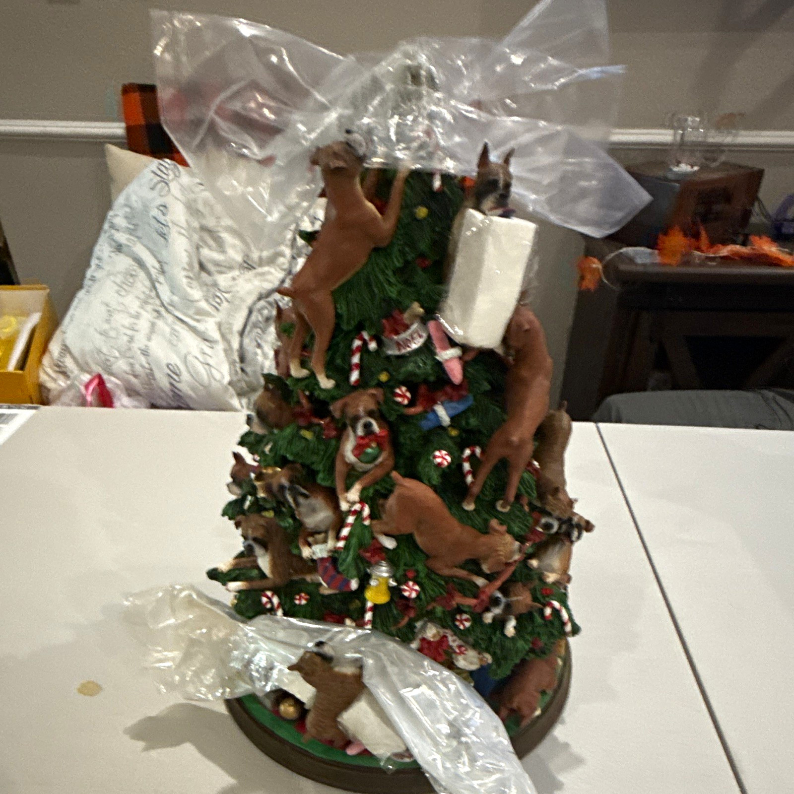 Vintage Danbury Mint Lighted Boxer Dog Christmas Tree Figurine -Rare Collectible Vintage Danbury Mint Lighted Boxer Dog Christmas Tree Figurine -Rare Collectible
