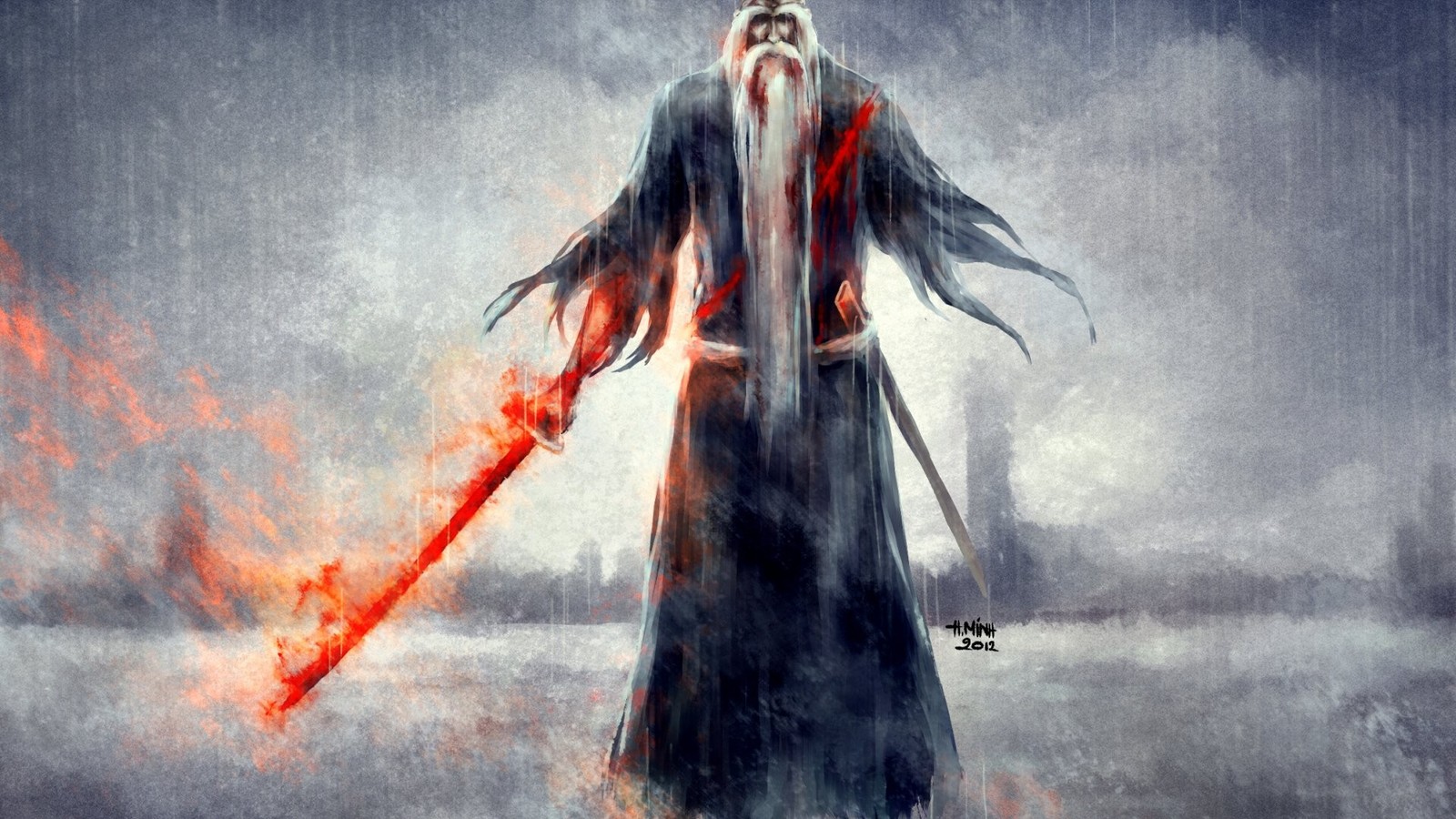 Anime Bleach Genrysai Shigekuni Yamamoto Fire Rain Nanfe 11x17 Poster
